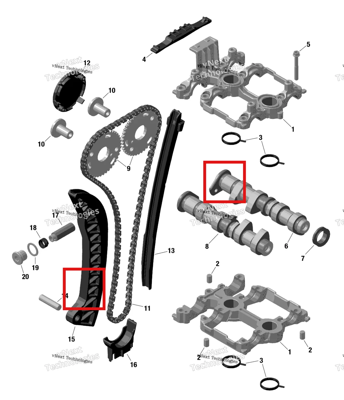 Деталь 420441360 (Деталь Flat Head Screw M14x1,5 T55 Mk. Tightening Torque 50nm +/- 7%) на схеме узла 2024 Ski-Doo EXPEDITION 600 ACE - SPORT - KCRA - Neo Yellow - 154X16X1.5CH Track Rotax - Valve Train