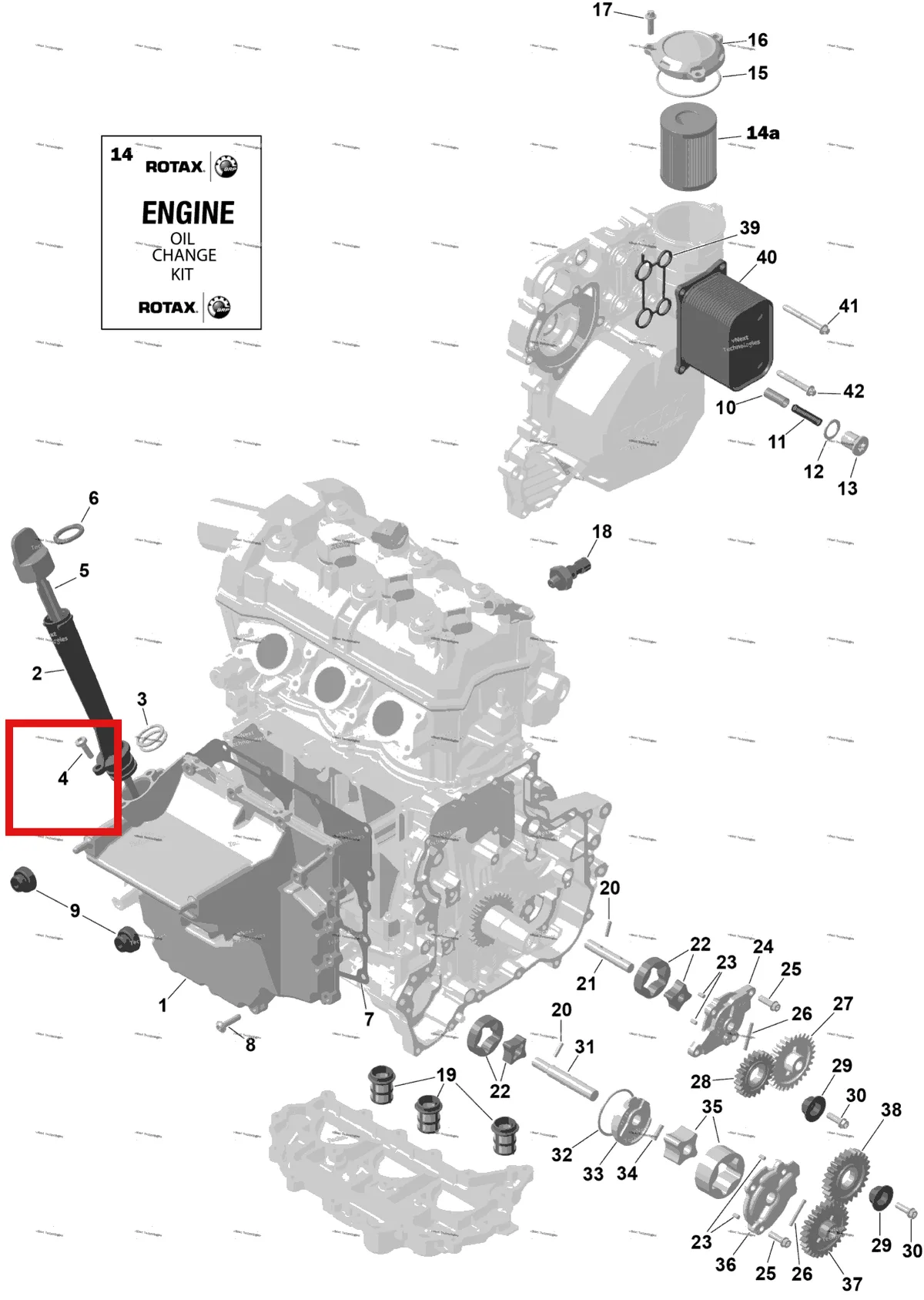 Деталь 420441383 на схеме узла 2026 Sea-Doo SPARK - 900 HO ACE - TRIXX - 66TA - Bright White - 3UP Rotax - Engine Lubrication