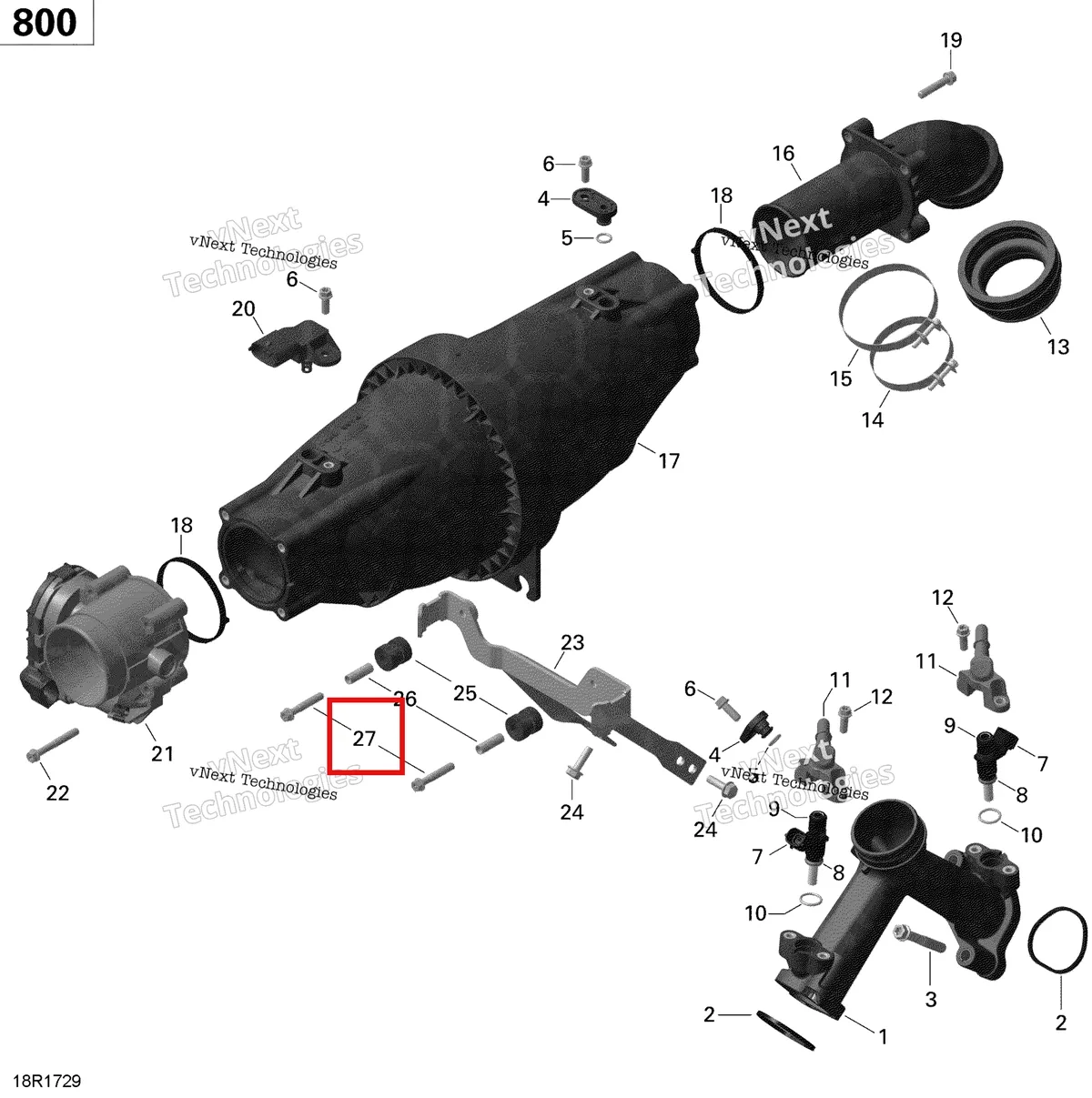 Деталь 420441457 на схеме узла 2020 Can-Am Commander 800R EFI Air Intake Manifold And Throttle Body - 800R Efi