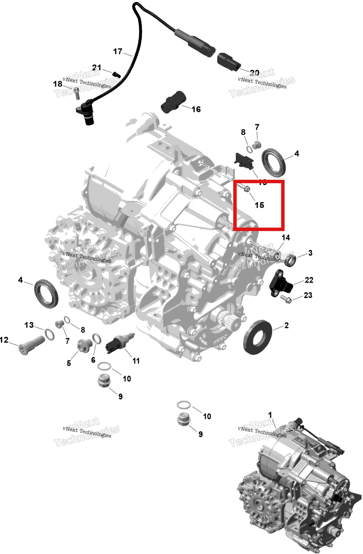 Деталь 420441835 на схеме узла 2026 Can-Am OUTLANDER - 4X4 - EV - 2WTB - Bright White Rotax - Gearbox