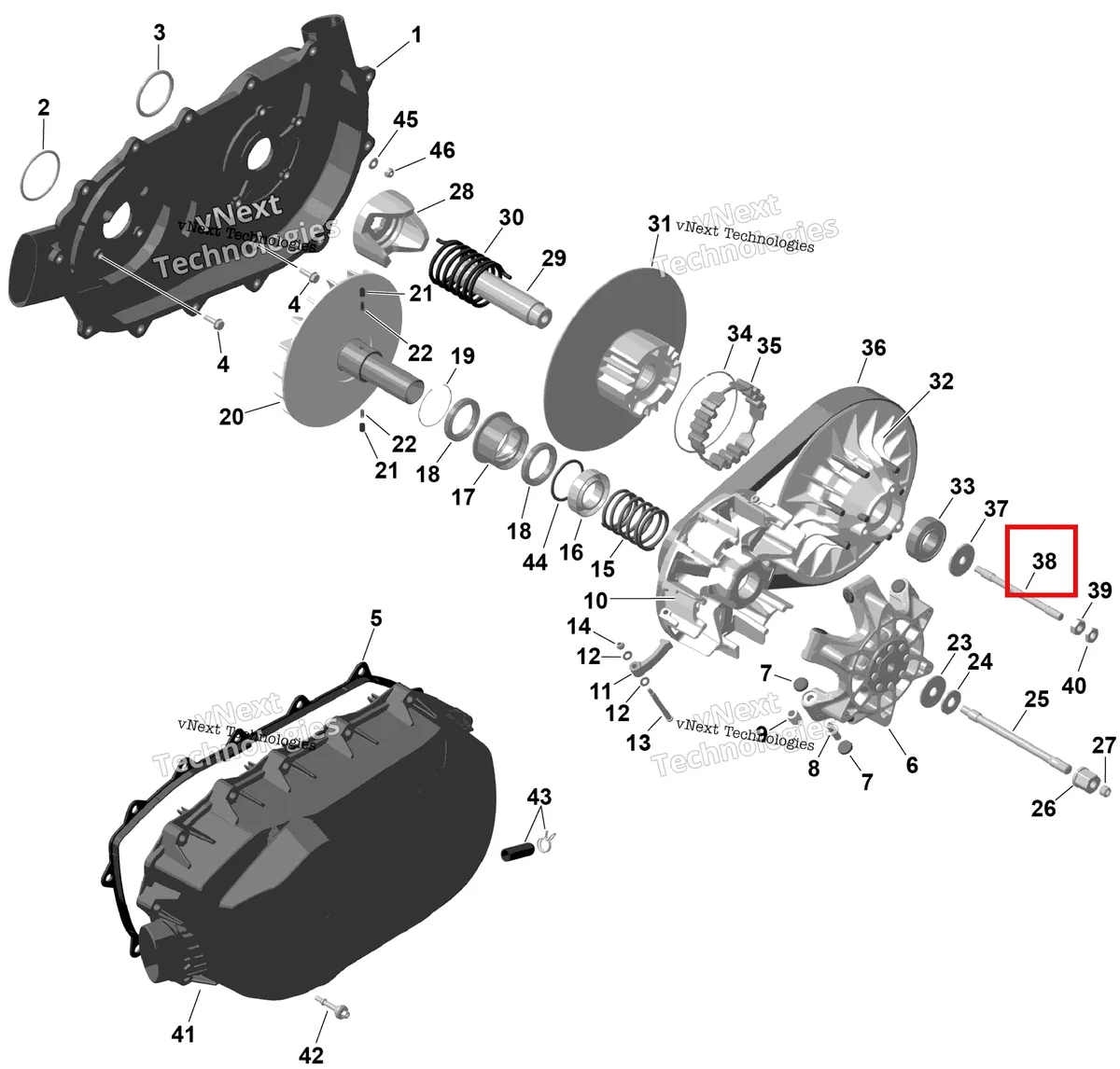 Деталь 420441900 на схеме узла 2026 Can-Am RENEGADE - 4X4 - XMR - 1000R EFI - 5UTA - Hyper Silver Rotax - Cvt