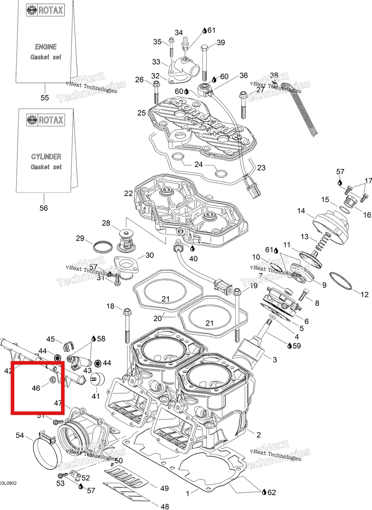 Деталь 420442172 (Деталь Nut Elastic M6) на схеме узла 2009 Ski-Doo Expedition TUV 600 H.O. SDI Cylinder And Cylinder Head