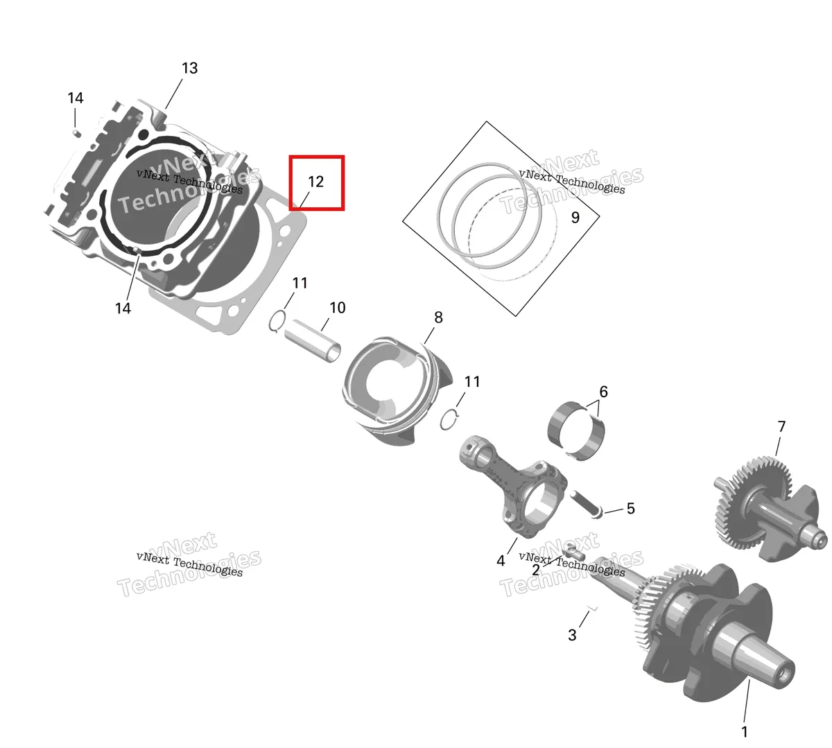 Деталь 420450330 на схеме узла 2024 Can-Am Outlander MAX 450 EFI 6X6 - 4ZRA - DPS Package - Tundra Green Rotax - Cylinder