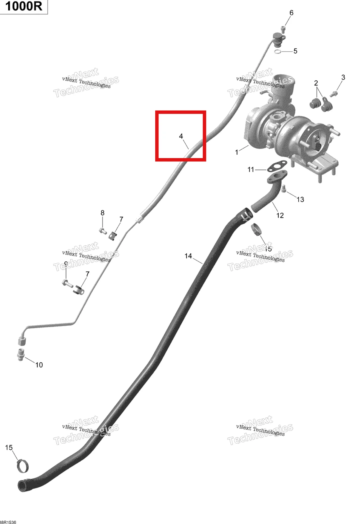 Деталь 420456350 на схеме узла 2015 Can-Am MAVERICK 1000 XDS-DPS Turbocharger