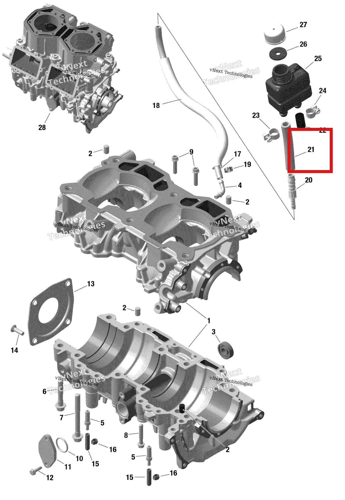 Деталь 420456530 на схеме узла 2020 Ski-Doo MXZ 600RS Engine - Crankcase - 598 Rs