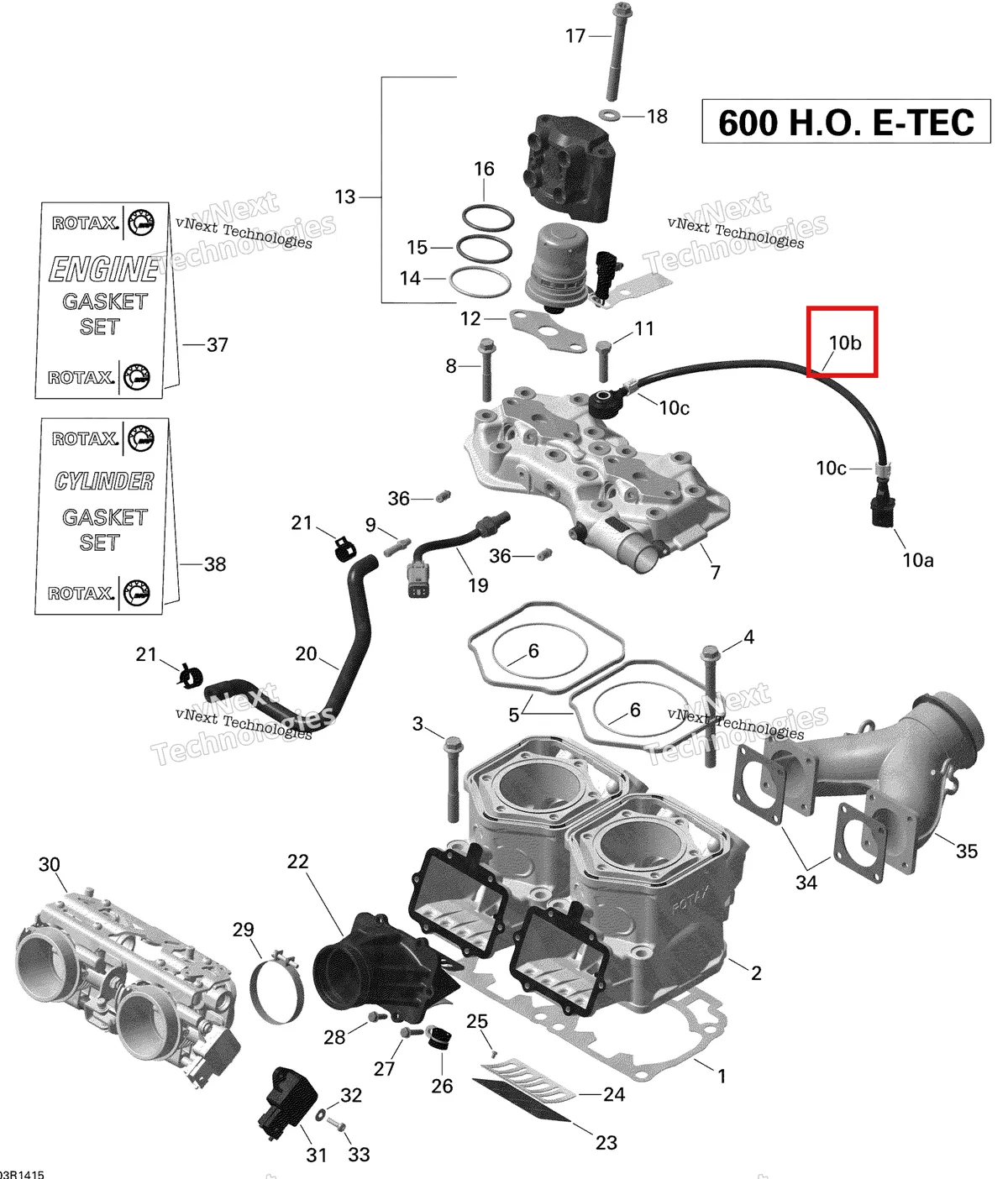 Деталь 420460010 (Трубопровод) на схеме узла 2014 Ski-Doo GRAND TOURING LE 600HOE XR Cylinder And Injection System