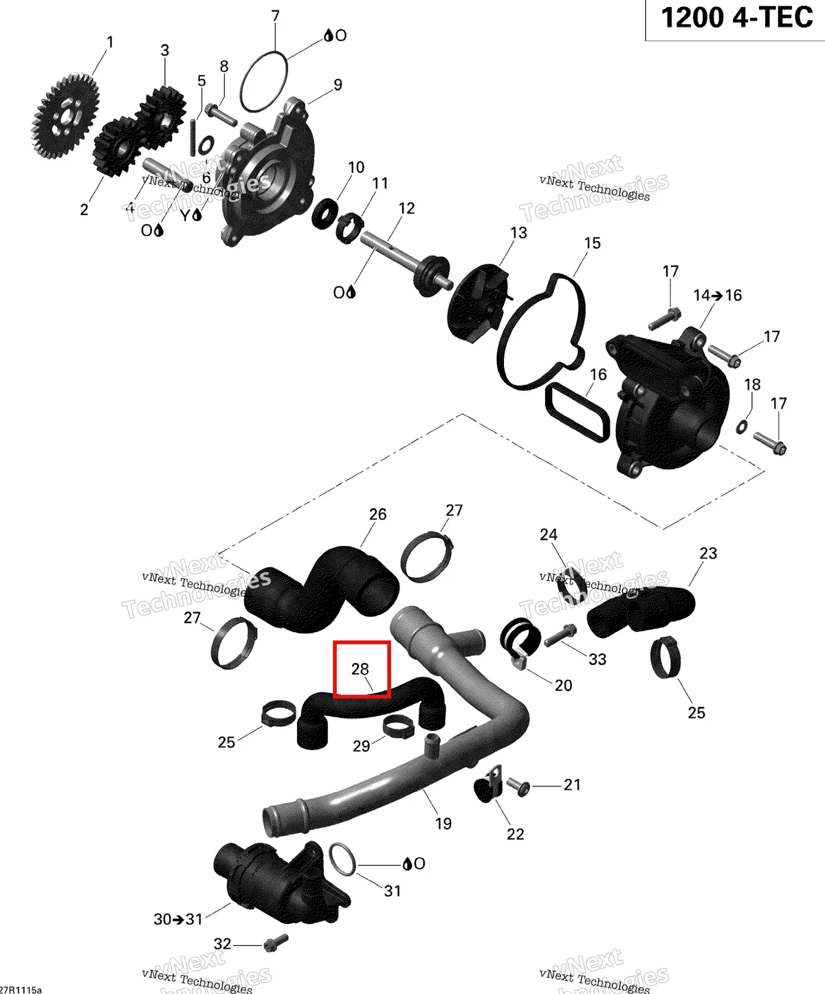 Деталь 420460471 на схеме узла 2011 Ski-Doo Expedition LE 1200 XU Engine Cooling Le