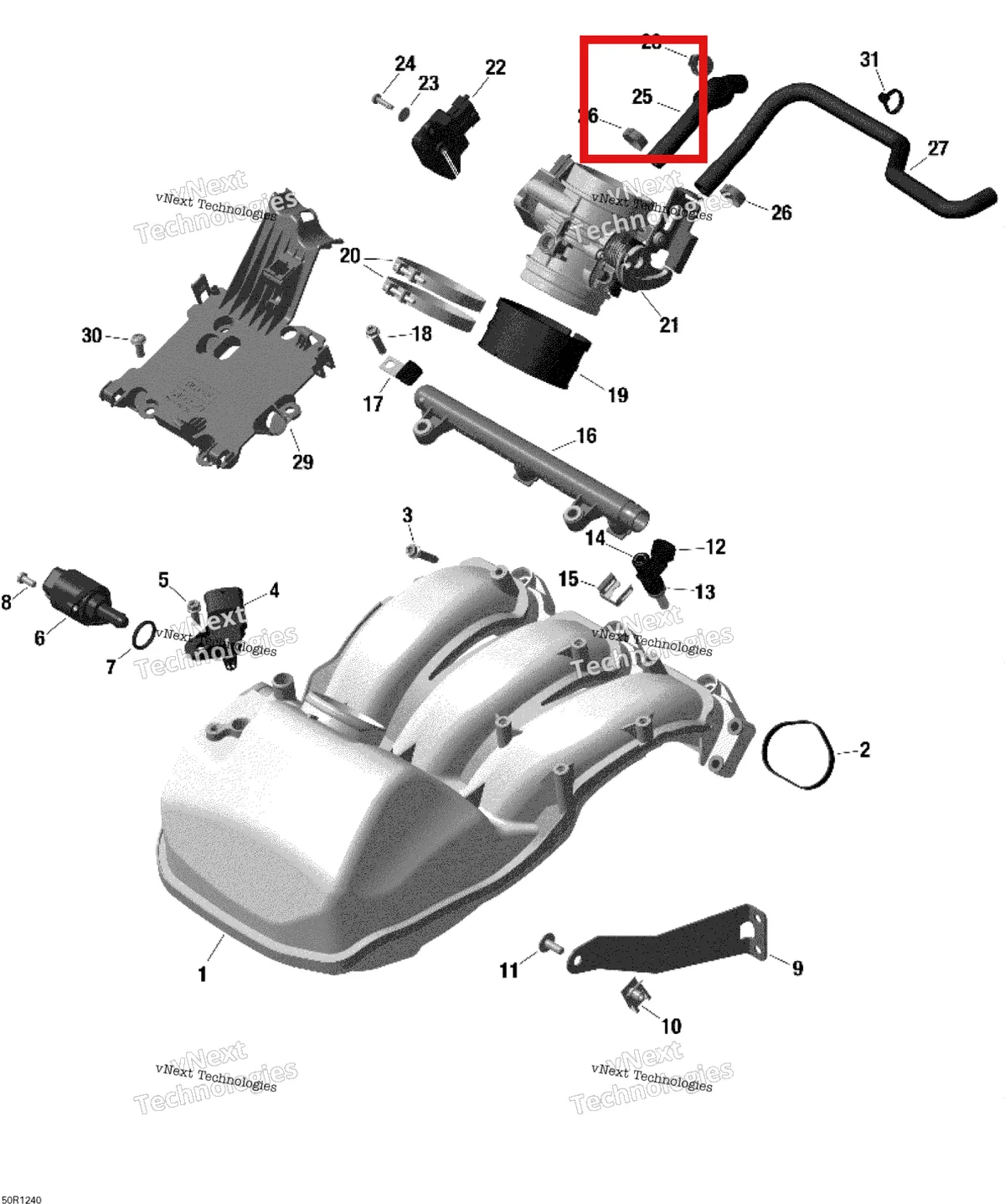 Схема применяемости: Литой шланг Ski-Doo GTX LE 1200 4-TEC (2009) (420460481)