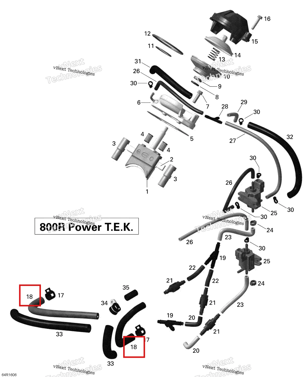 Деталь 420460782 (Шланг) на схеме узла 2016 Ski-Doo SUMMIT 800R P-TEK 3D Rave - 800R Ptek