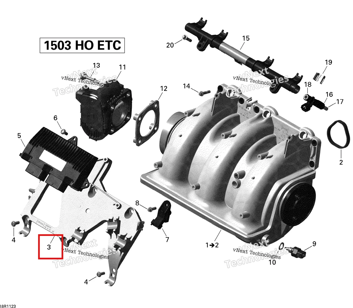 Деталь 420460841 на схеме узла Air Intake Manifold And Throttle Body Sea-Doo
