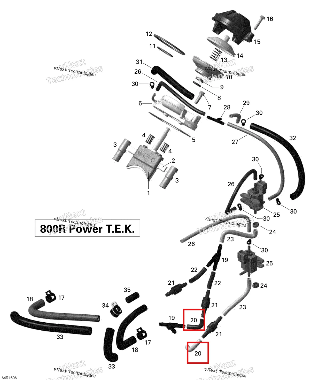 Деталь 420460851 (Деталь Pressure Line 40mm) на схеме узла 2016 Ski-Doo SUMMIT 800R P-TEK 3D Rave - 800R Ptek