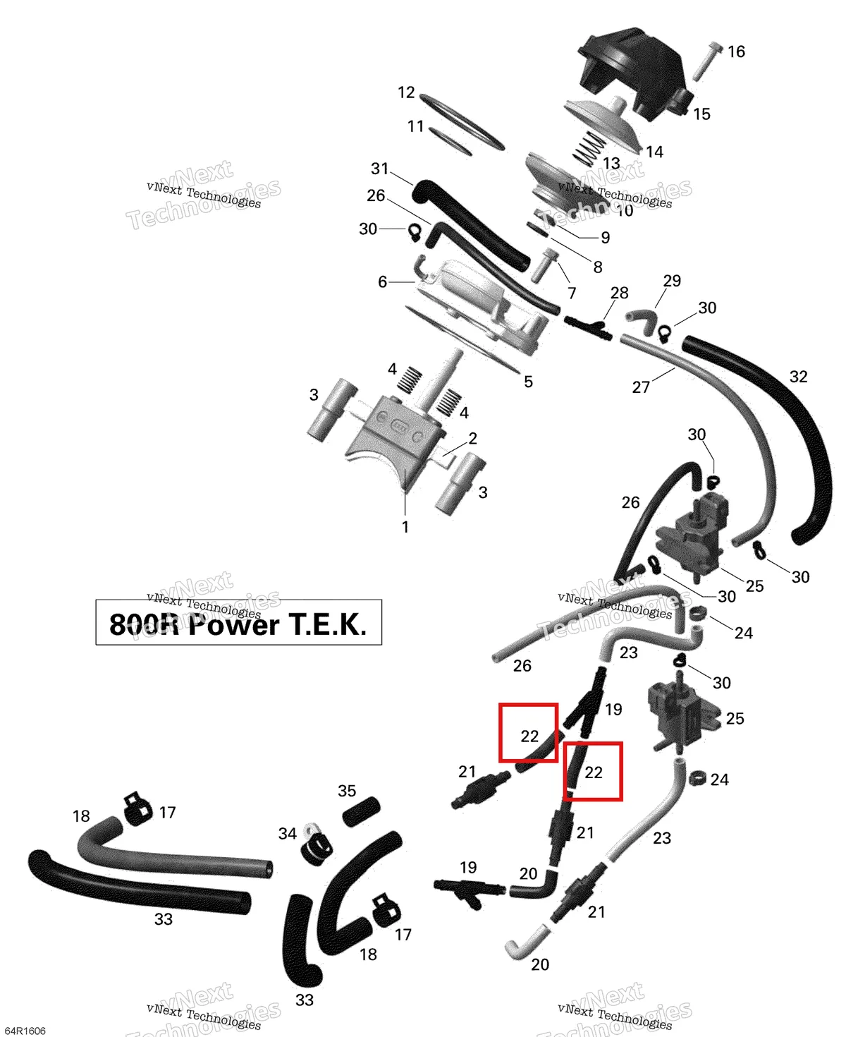 Деталь 420460855 (Деталь Pressure Line, 35 Mm) на схеме узла 2016 Ski-Doo SUMMIT 800R P-TEK 3D Rave - 800R Ptek