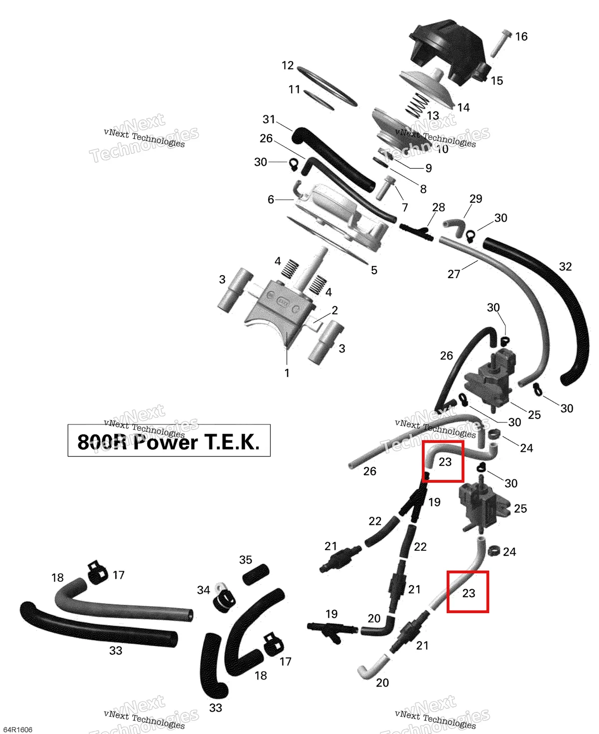 Деталь 420460856 (Деталь Pressure Line, 90 Mm) на схеме узла 2016 Ski-Doo SUMMIT 800R P-TEK 3D Rave - 800R Ptek