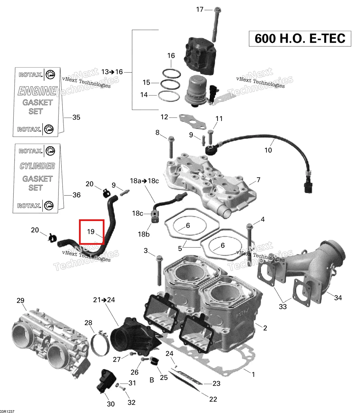 Деталь 420460865 (Шланг) на схеме узла 2012 Ski-Doo Expedition LE 600HOETEC XU Cylinder And Cylinder Head