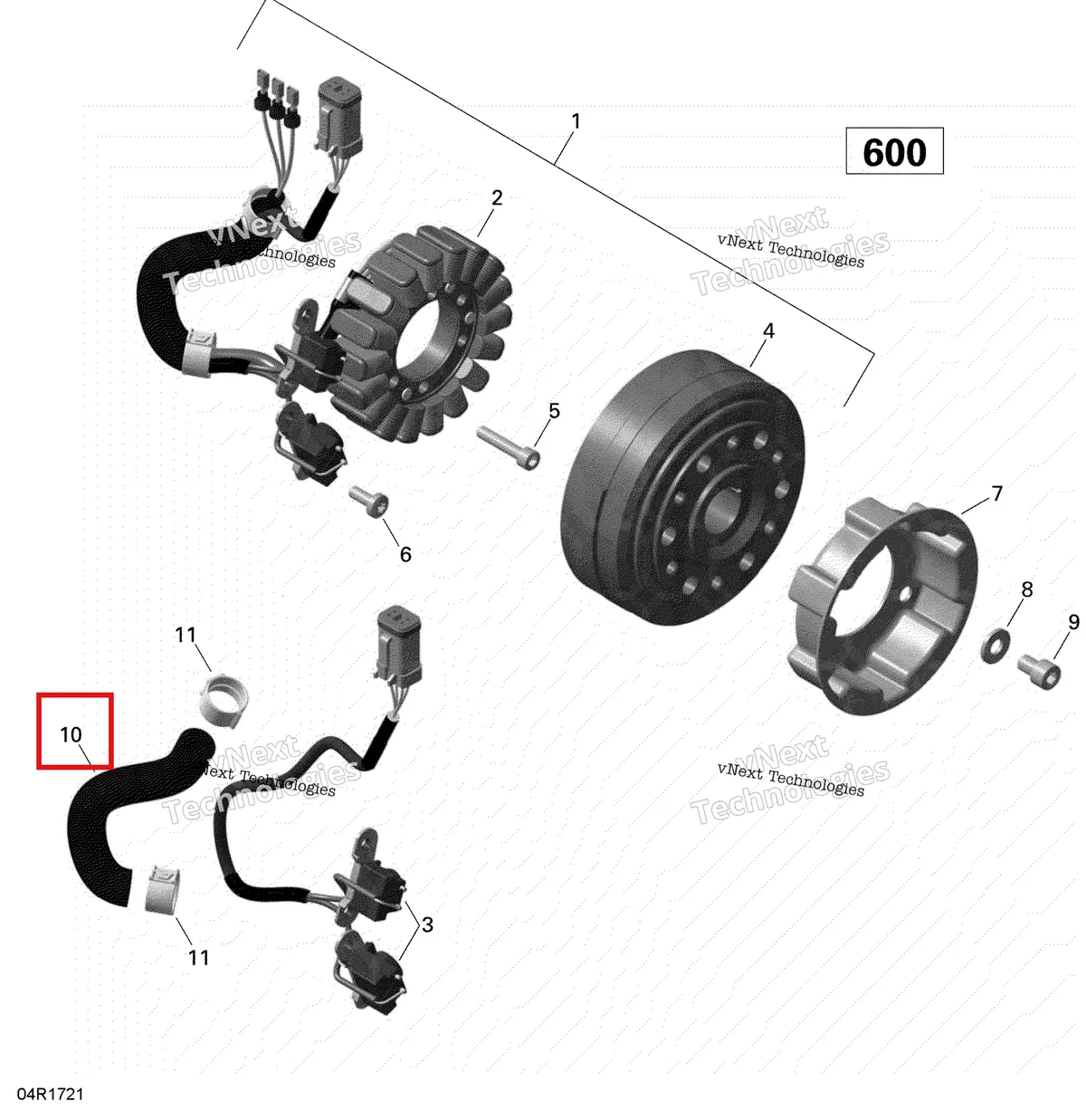 Деталь 420460871 (Патрубок) на схеме узла 2020 Ski-Doo MXZ 600 CARB Electric - Magneto - 600 Carb