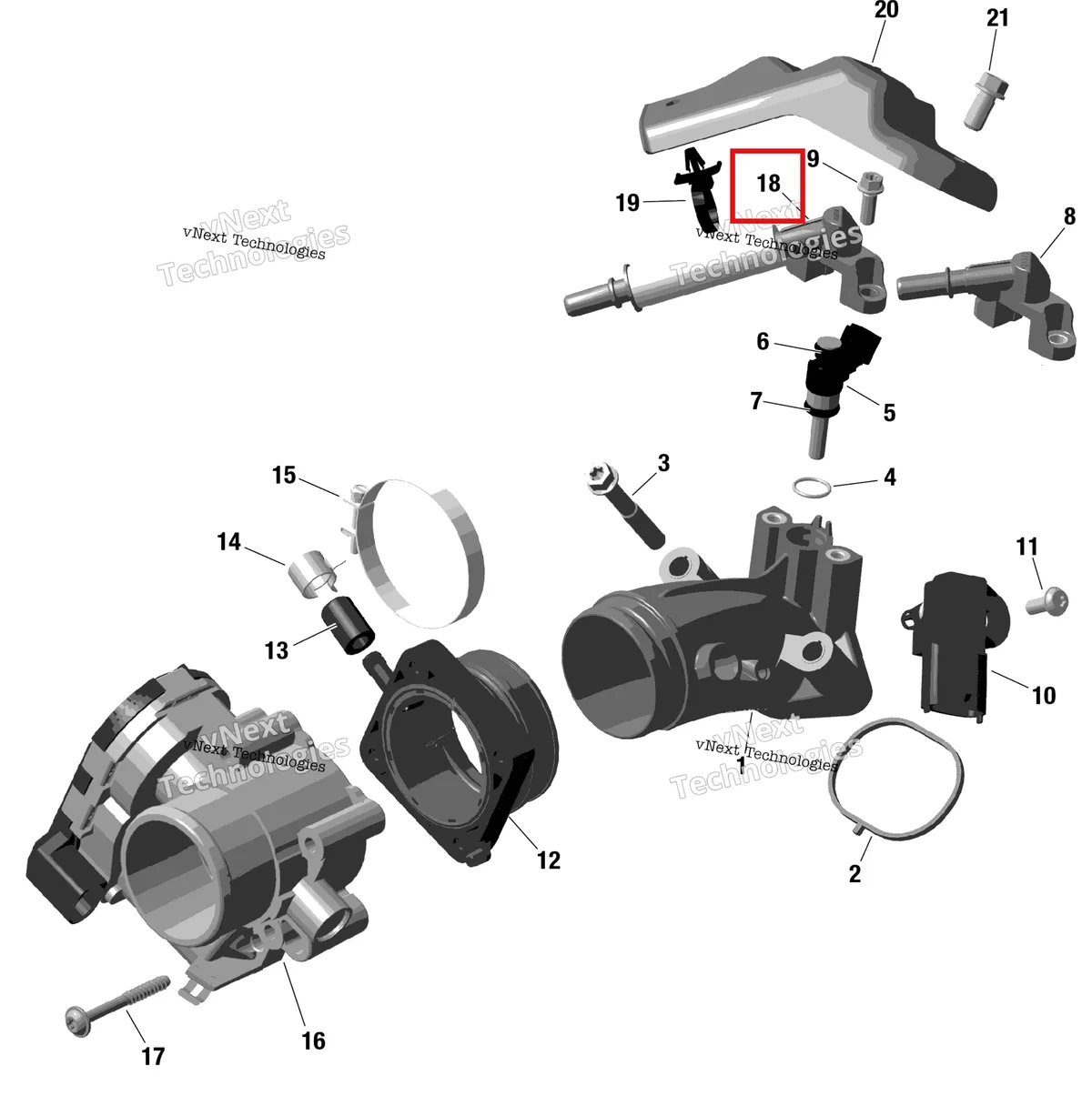 Деталь 420460937 на схеме узла 2023 Can-Am Defender HD7 - BASE Rotax - Air Intake Manifold And Throttle Body