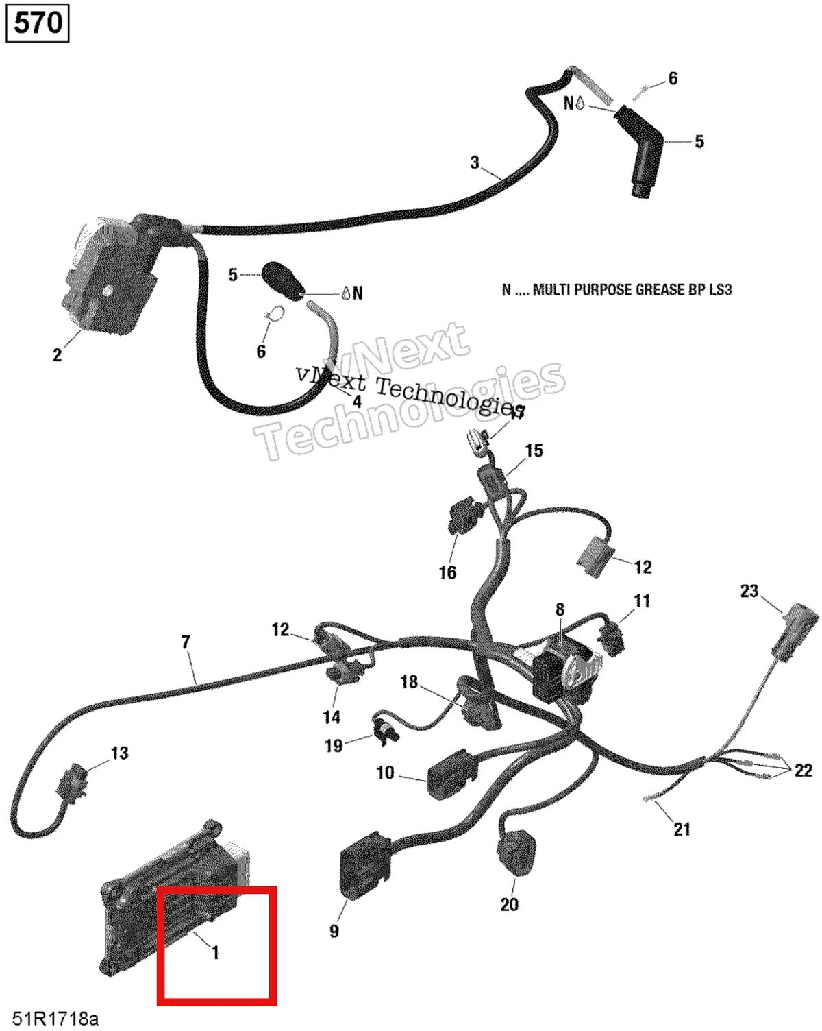 Деталь 420464080 на схеме узла 2021 Can-Am Outlander 570 EFI - STD DPS XT Mossy Oak Edition Rotax - Engine Harness And Electronic Module - 570 Efi - Std - Dps - Xt - Mossy Oak Edtition