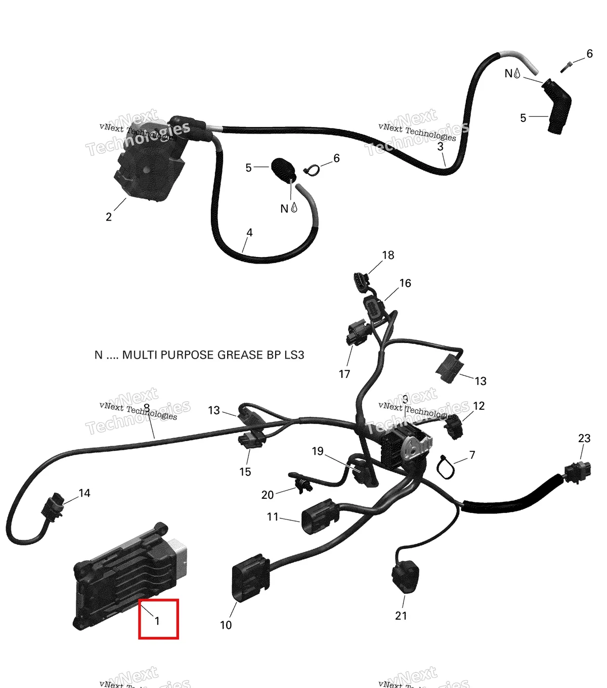 Деталь 420464099 на схеме узла 2019 Can-Am Outlander MAX 6X6 - 650 EFI Engine Harness And Electronic Module - V2