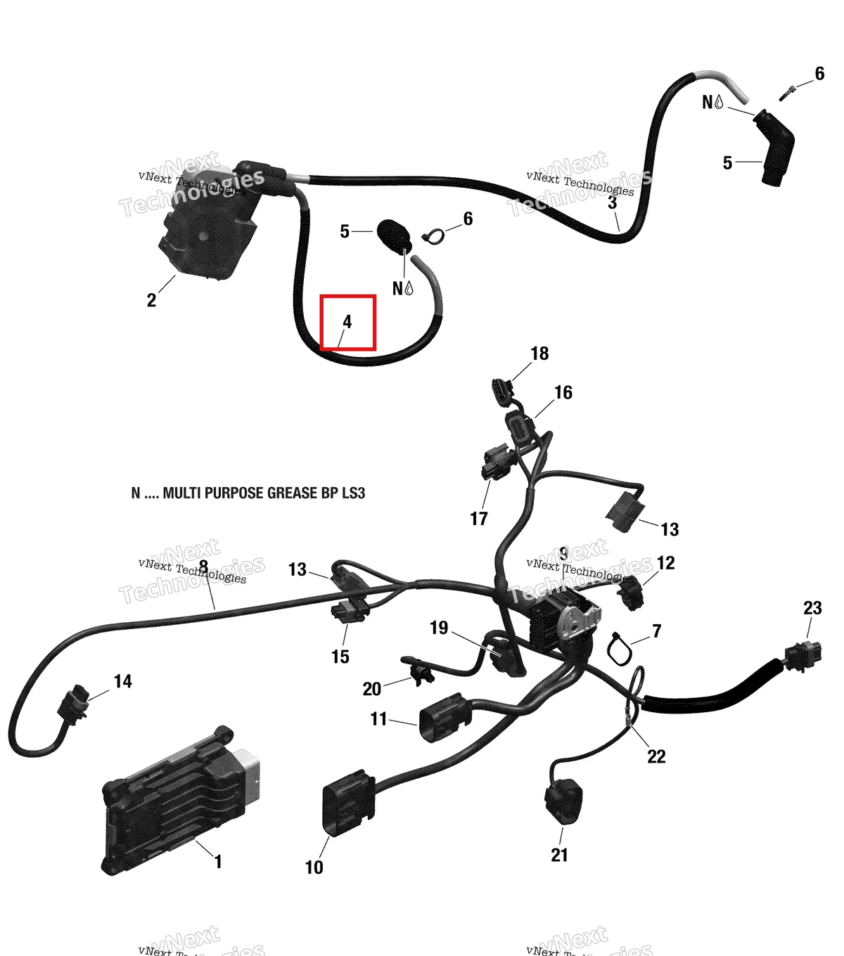 Деталь 420464150 на схеме узла 2020 Can-Am Outlander MAX 6X6 - 1000 EFI Engine Harness And Electronic Module - 211