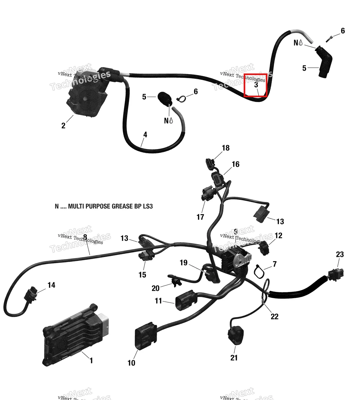 Деталь 420464160 на схеме узла 2020 Can-Am Outlander MAX 6X6 - 1000 EFI Engine Harness And Electronic Module - 211