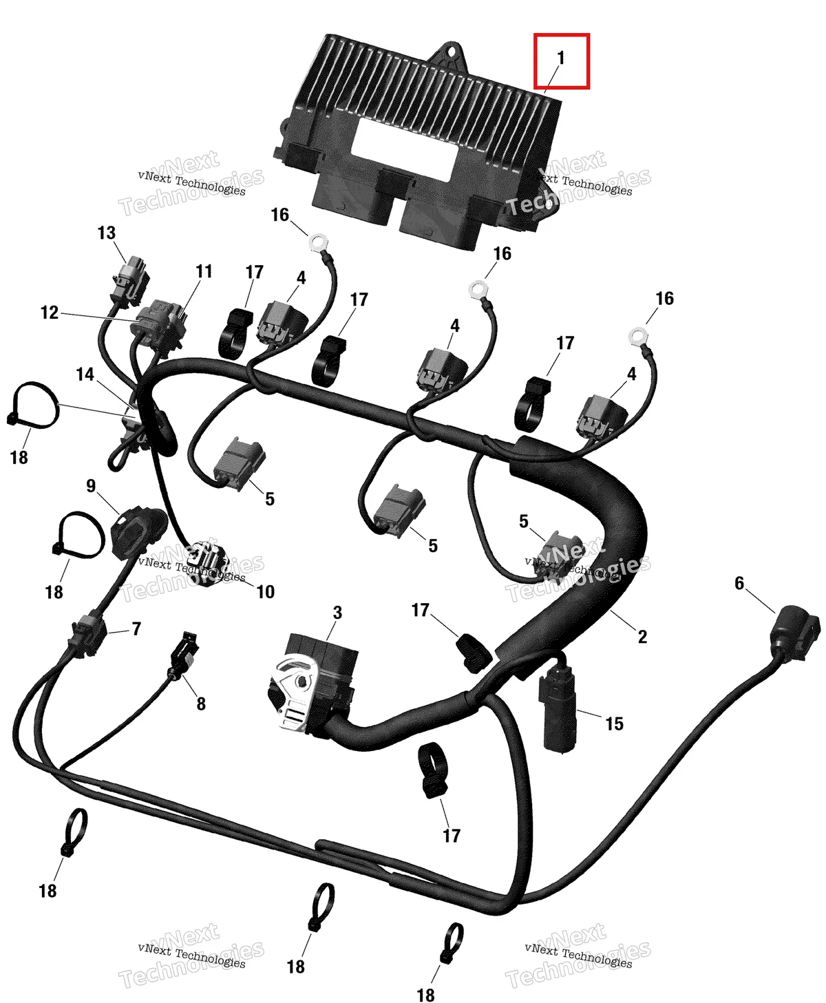 Деталь 420464225 на схеме узла Engine Harness And Electronic Module 130Hp Rental