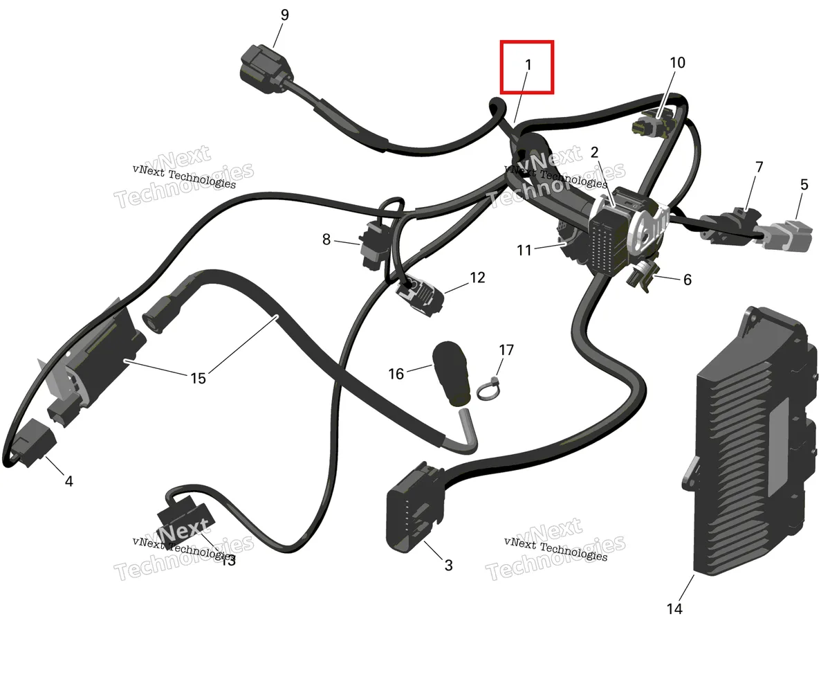 Деталь 420464290 на схеме узла 2023 Can-Am Outlander 450 EFI - STD - CE Rotax - Engine Harness And Electronic Module