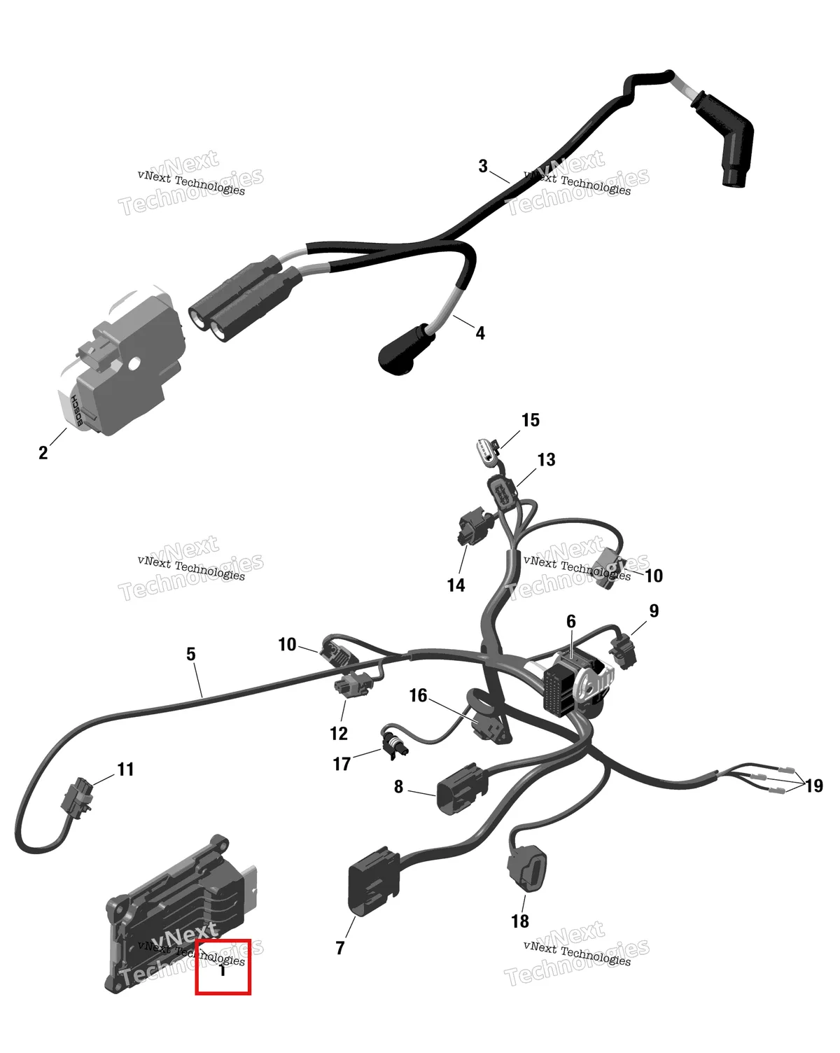 Деталь 420464297 на схеме узла Rotax - Engine Harness And Electronic Module