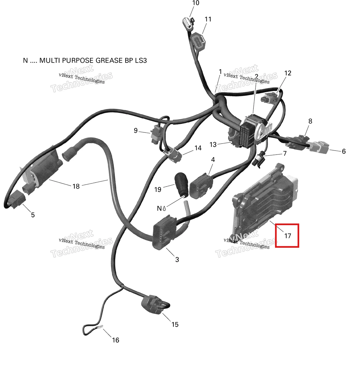 Деталь 420464331 на схеме узла 2019 Can-Am Outlander 450 EFI Engine Harness And Electronic Module - 450 Efi - Carb