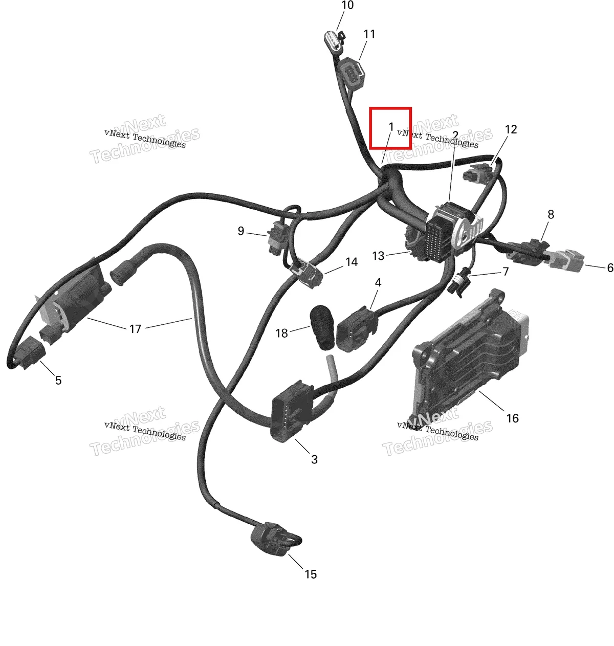 Деталь 420464333 на схеме узла 2020 Can-Am Outlander 450 EFI Electric - Engine Harness And Electronic Module - 450 - North America