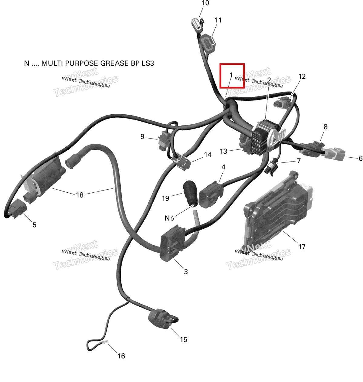 Деталь 420464334 на схеме узла 2019 Can-Am Outlander 450 EFI Engine Harness And Electronic Module - 450 Efi - Carb
