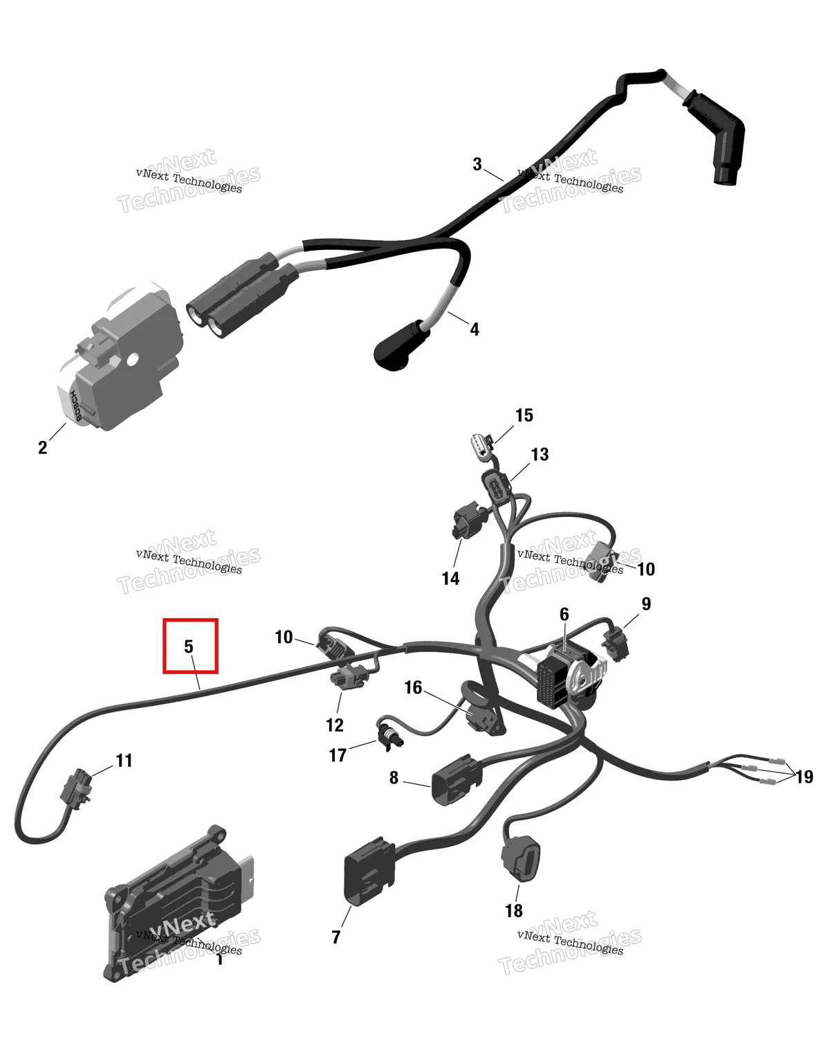 Деталь 420464336 на схеме узла Rotax - Engine Harness And Electronic Module