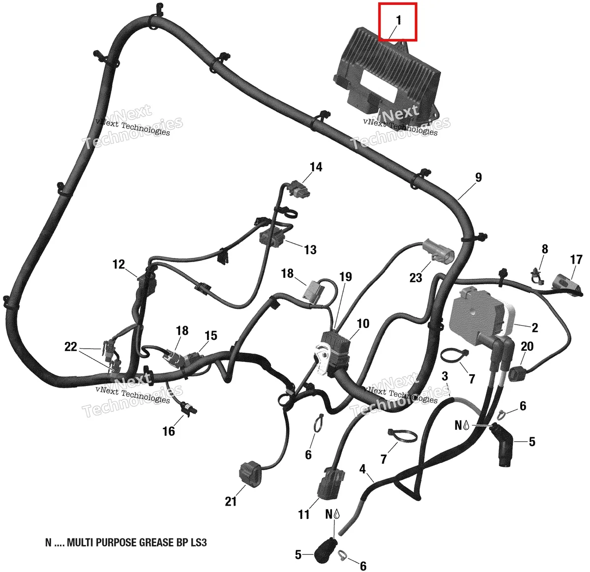 Деталь 420464410 на схеме узла 2019 Can-Am MAVERICK SPORT 1000R - DPS - T1B SERIES Engine Harness And Electronic Module - 1010R