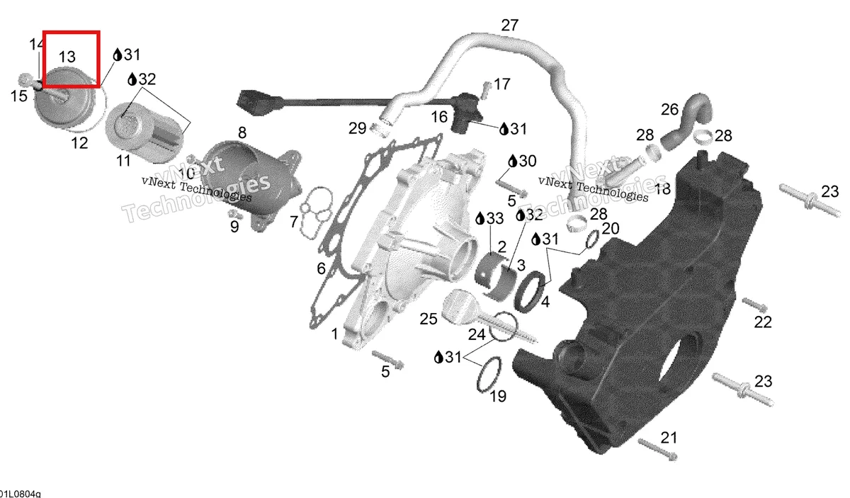 Деталь 420610326 (Крышка масленного фильтра) на схеме узла 2008 Ski-Doo Expedition V-1300 Oil System