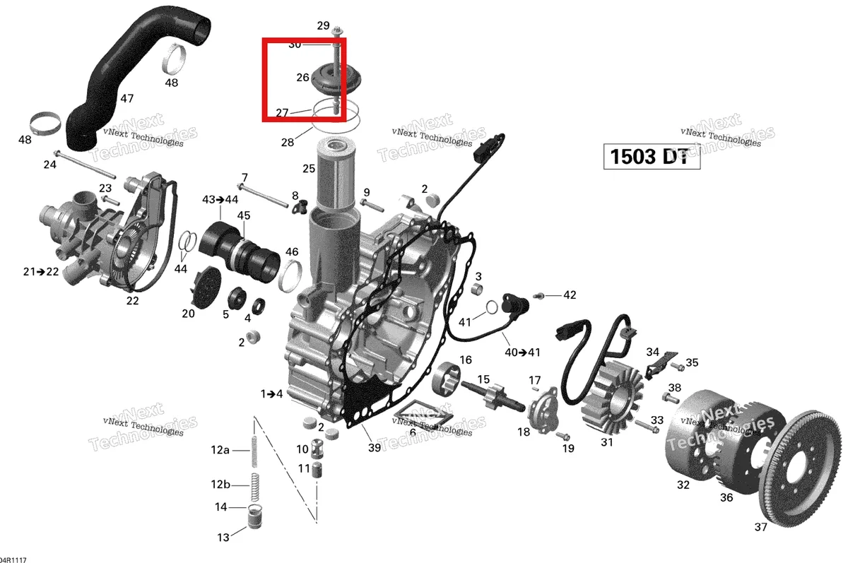 Деталь 420610329 на схеме узла 2011 Sea-Doo GTS Pro 130 Pto Cover And Magneto