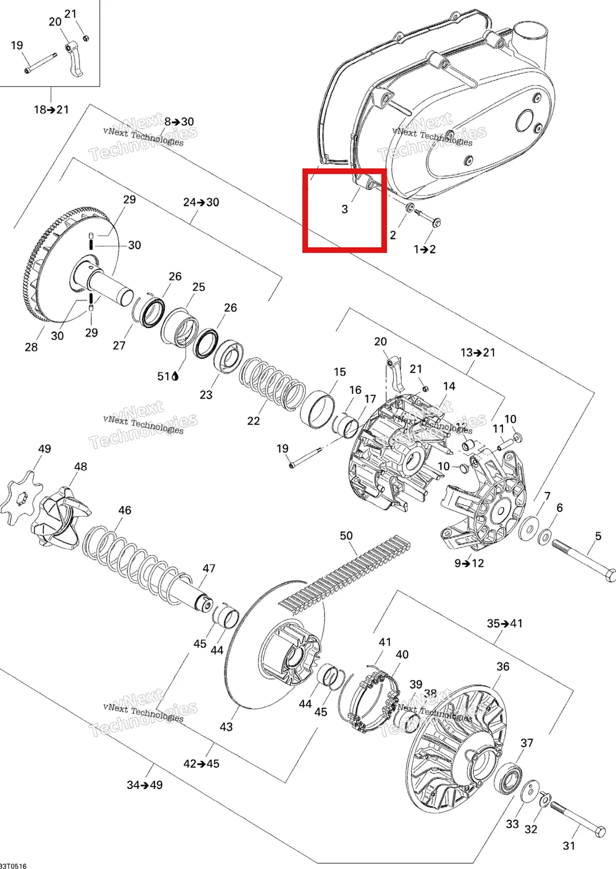 Деталь 420610350 на схеме узла Belt And Engine Pulley System