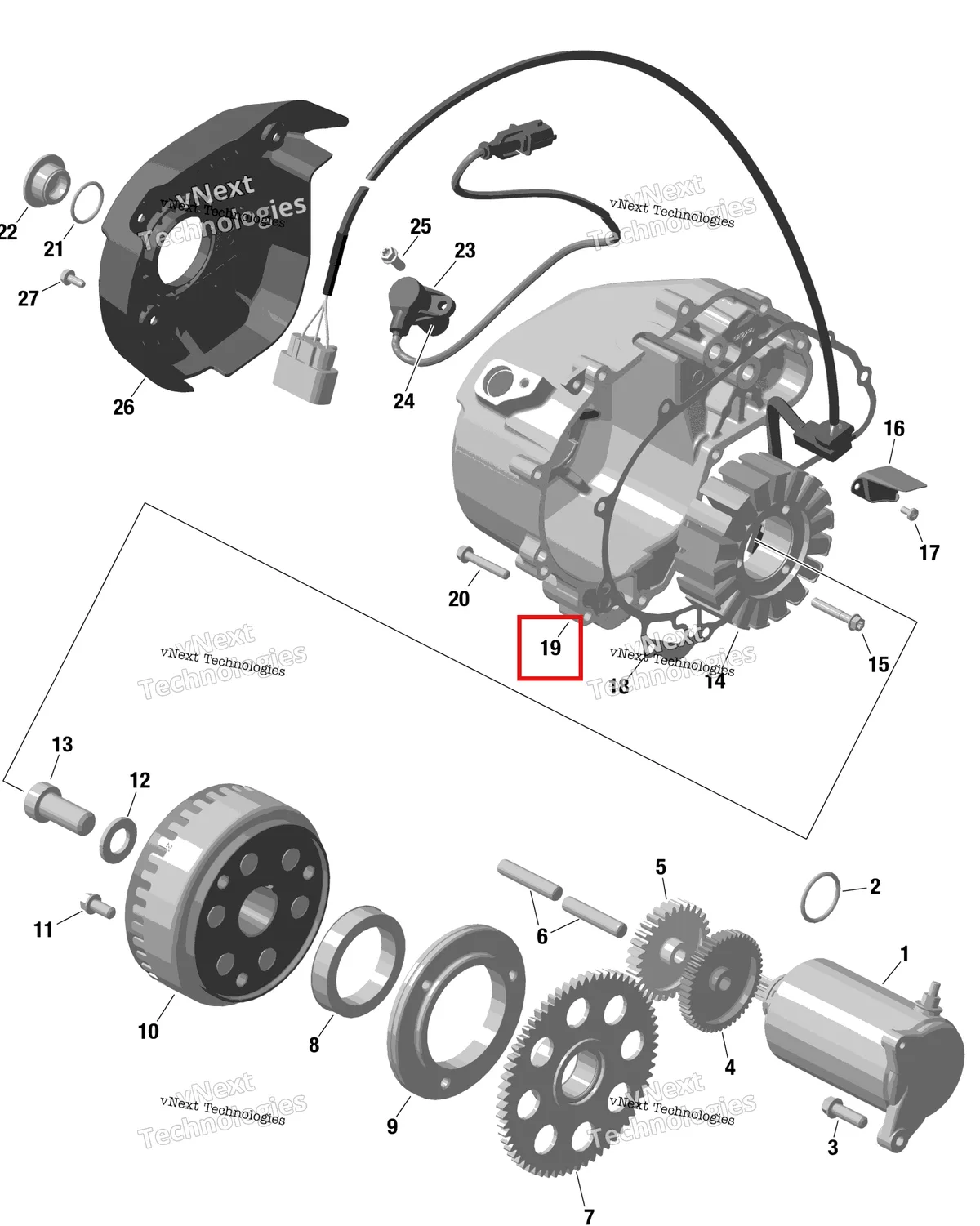 Деталь 420611134 (Крышка Can-Am Outlander 1000 EFI DPS XT XT-P (2014) (420611134)) на схеме узла Rotax - Magneto And Electric Starter