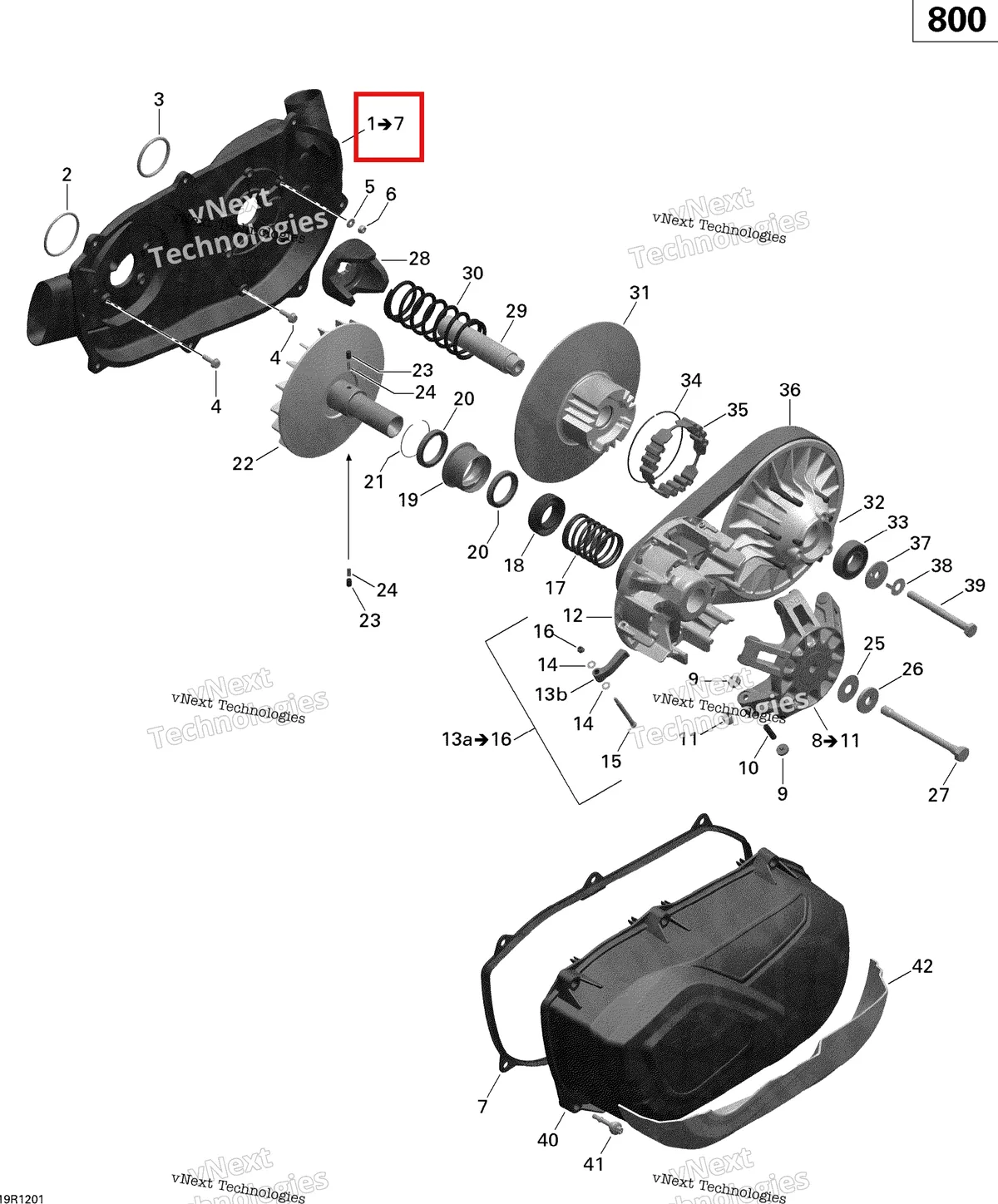 Деталь 420611407 на схеме узла 2012 Can-Am Commander STD, XT, 800R EFI Transmission