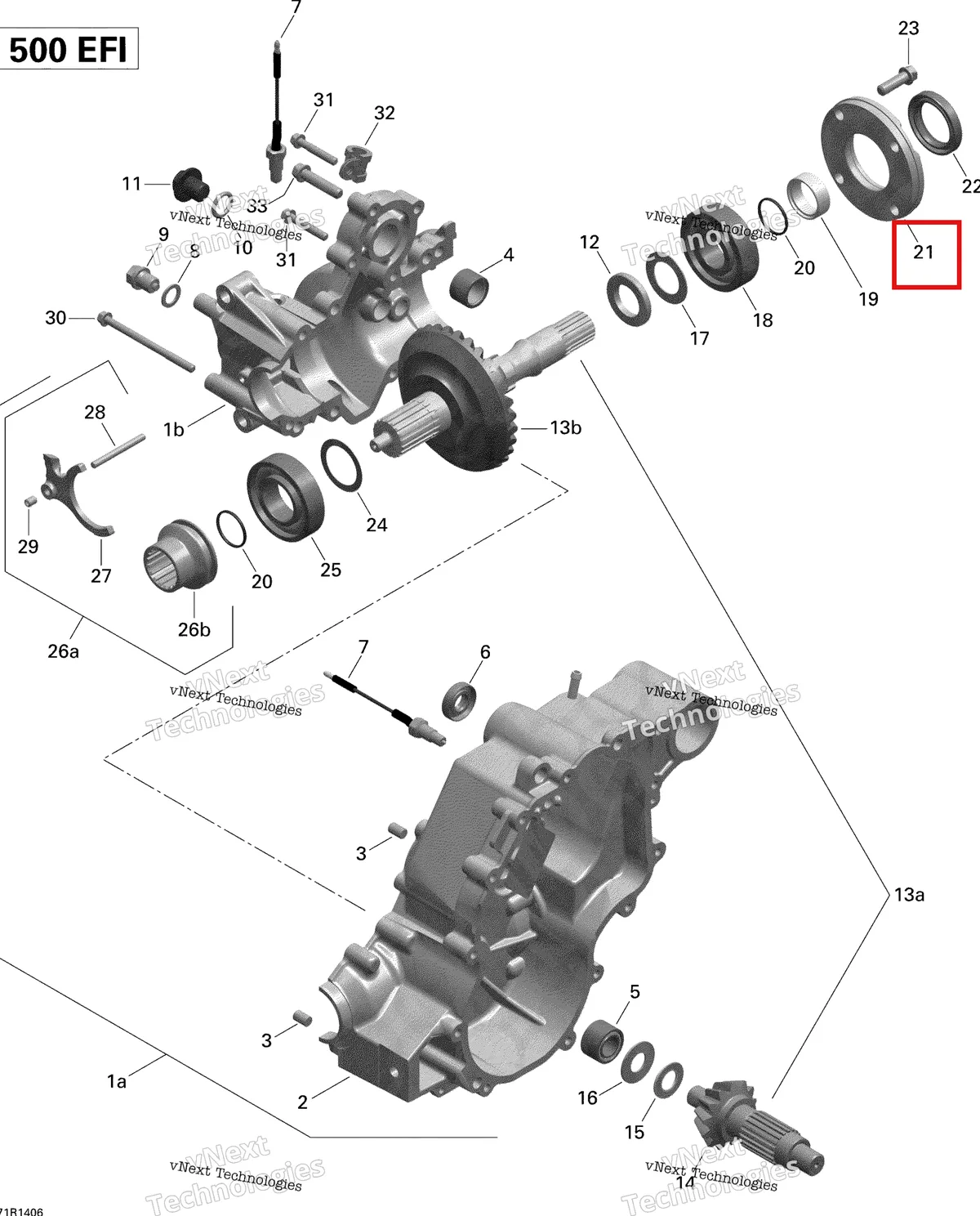 Деталь 420611440 на схеме узла 2014 Can-Am OUTLANDER 500EFI STD, DPS & XT Gear Box Output Shaft