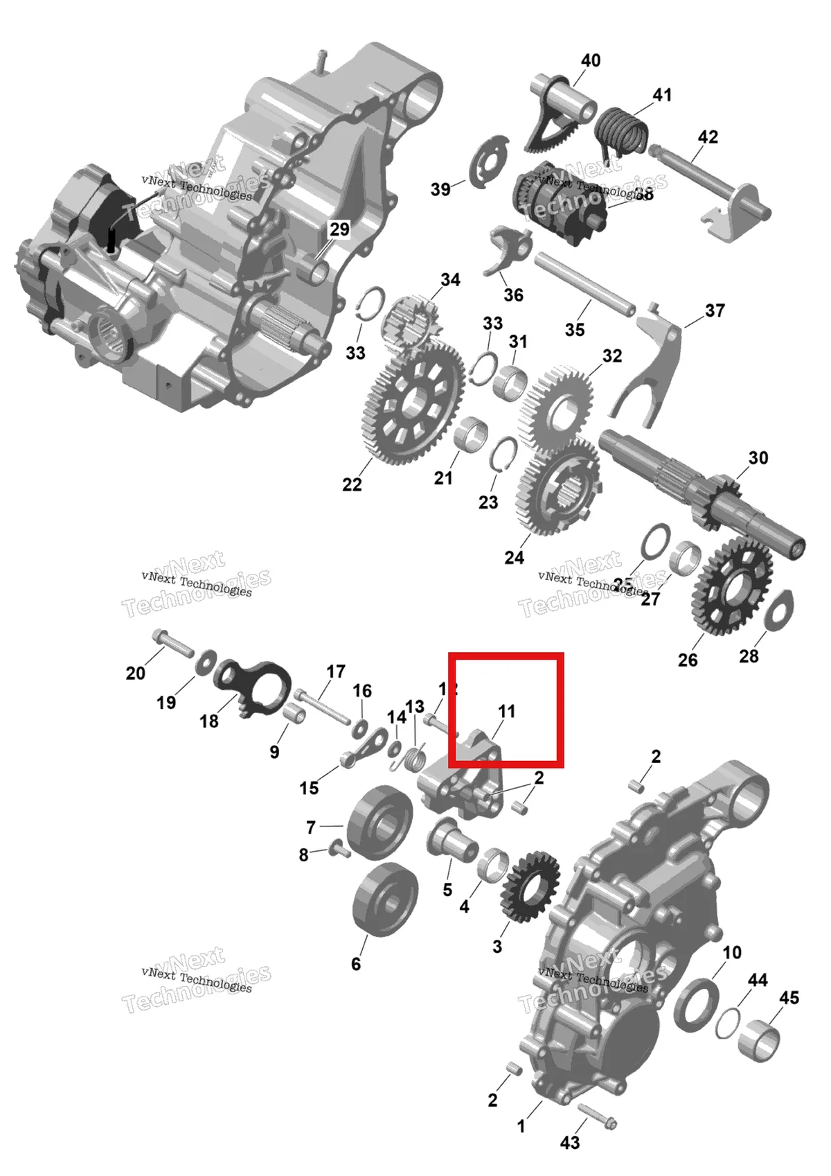 Деталь 420611451 на схеме узла 2026 Can-Am RENEGADE - 4X4 - XMR - 650 EFI - 5TTA - Catalyst Gray Rotax - Gearbox 2