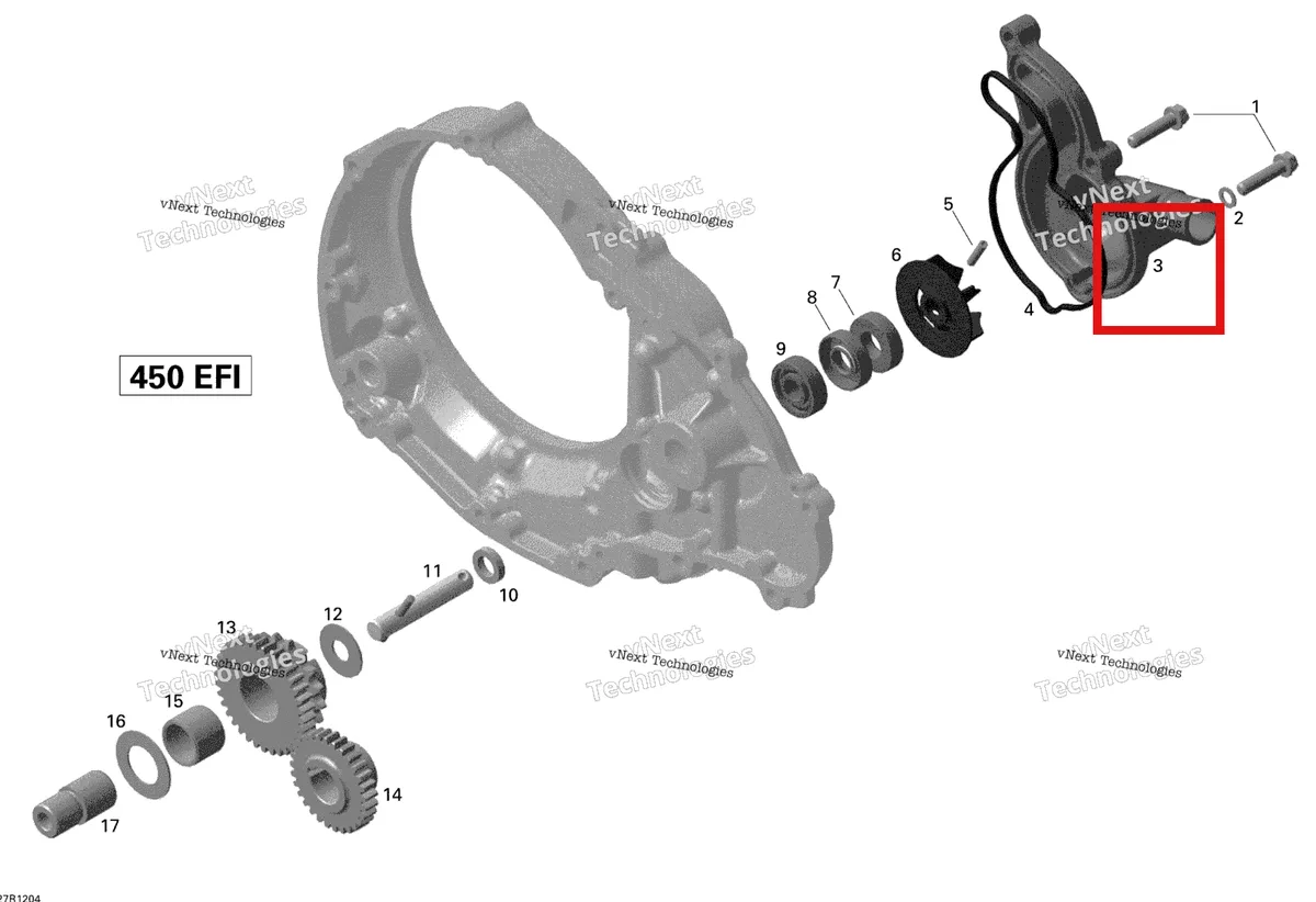 Деталь 420611670 на схеме узла 2015 Can-Am DS 450EFI STD Engine Cooling