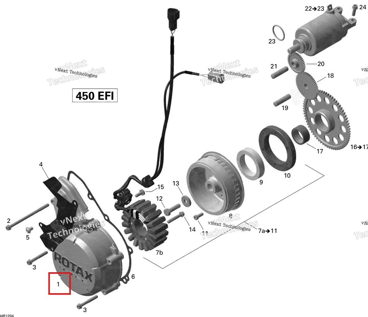 Деталь 420611700 на схеме узла 2015 Can-Am DS 450EFI STD Magneto And Electric Starter