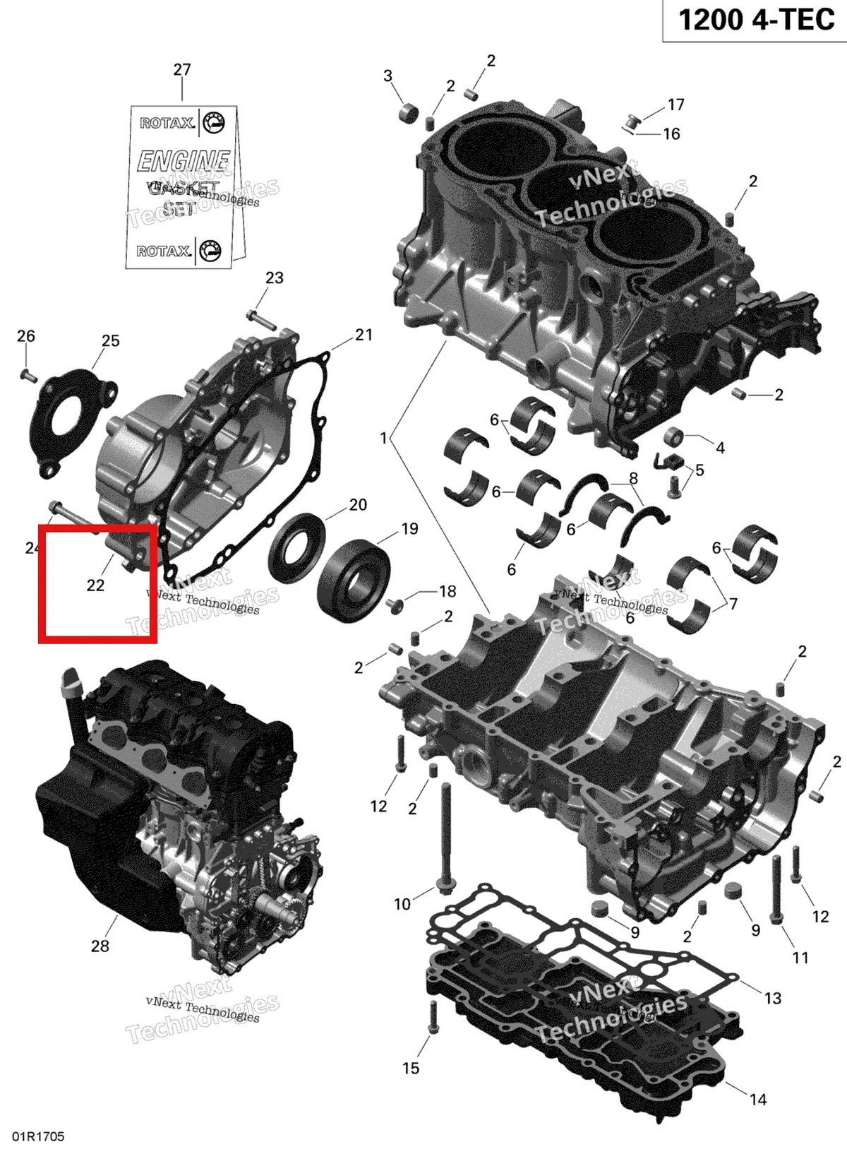 Деталь 420611845 (Деталь Pto Cover) на схеме узла 2019 Ski-Doo EXPEDITION LE-SE 1200 4-TEC Crankcase - 1200 Itc 4-Tec