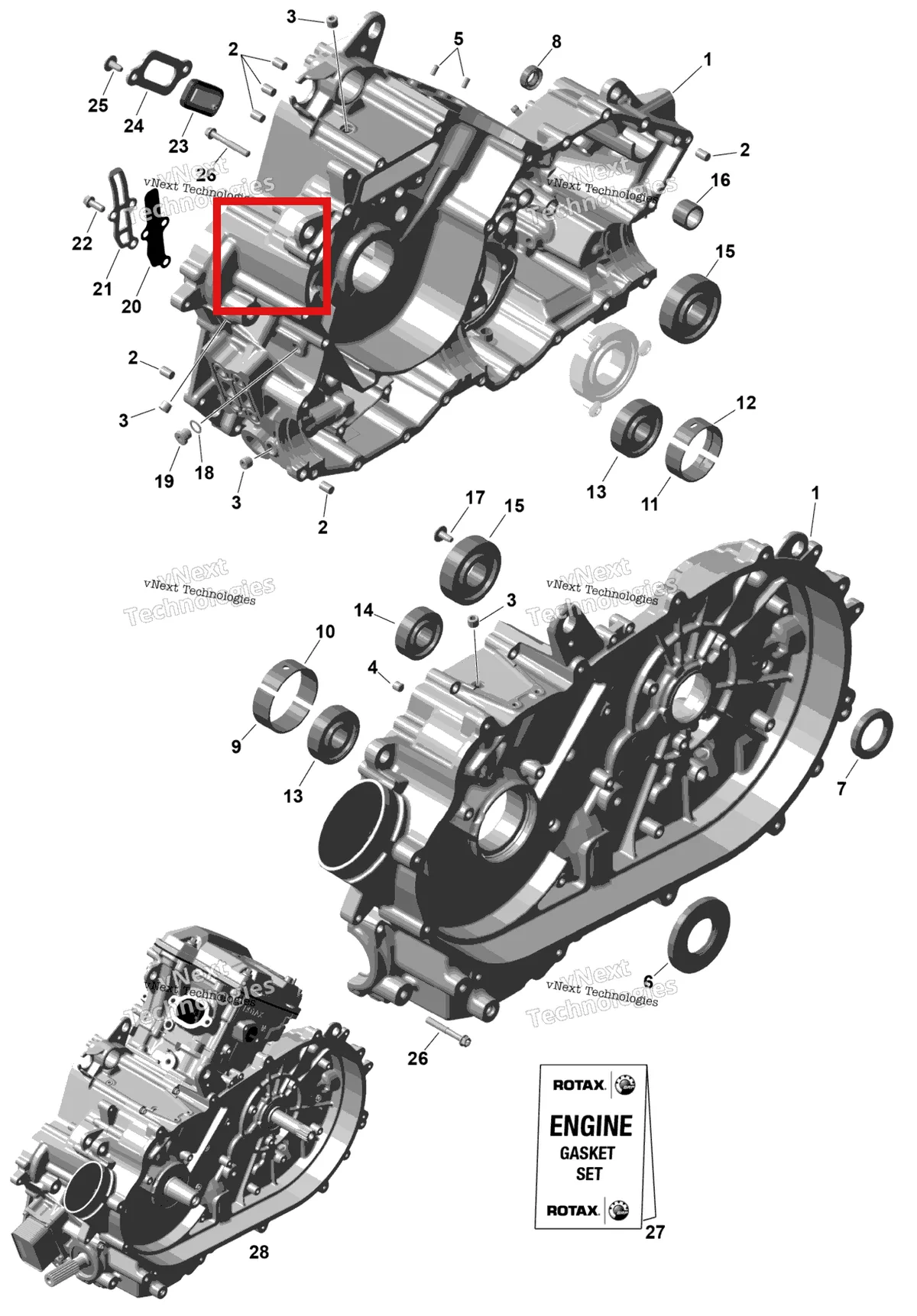 Деталь 420612085 (Лепестковый клапан мембрана Can-Am Outlander 4x4 XT 1000R (2025) (420612085)) на схеме узла 2026 Can-Am OUTLANDER - 2X4 - STD - 500 - 1KTB - Legion Red Rotax - Crankcase