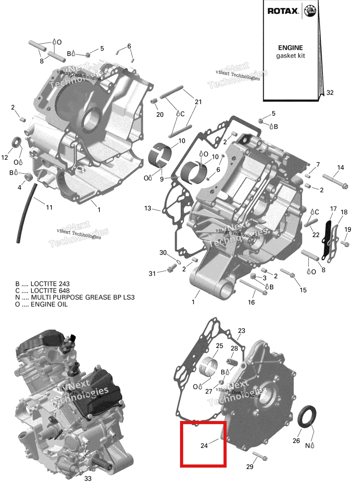 Деталь 420612128 на схеме узла 2022 Can-Am Outlander MAX 650 EFI - DPS Rotax - Crankcase - V1