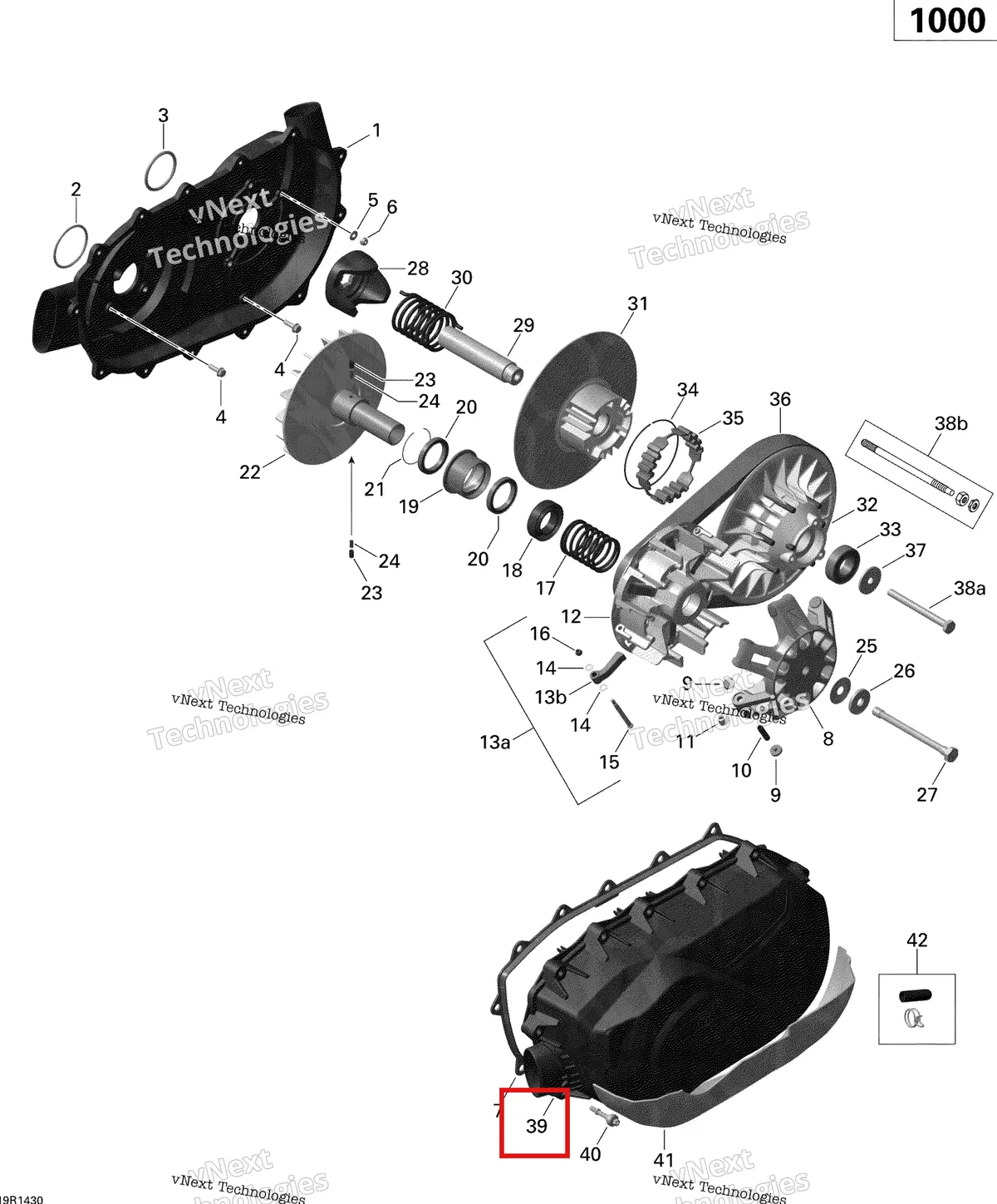 Деталь 420612312 на схеме узла 2014 Can-Am COMMANDER MAX 1000_DPS, XT Transmission