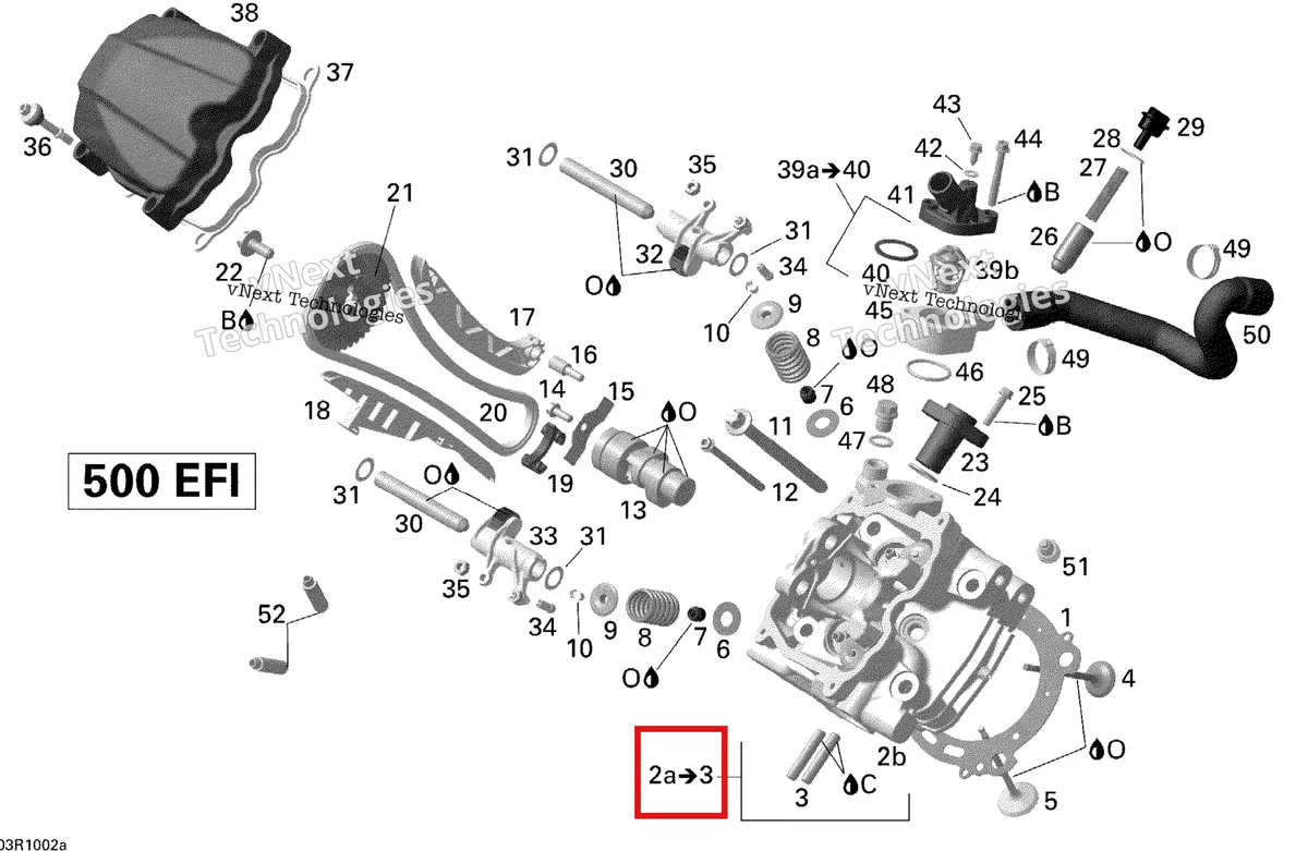 Деталь 420613536 на схеме узла 2010 Can-Am Outlander 500 EFI Cylinder Head, Front