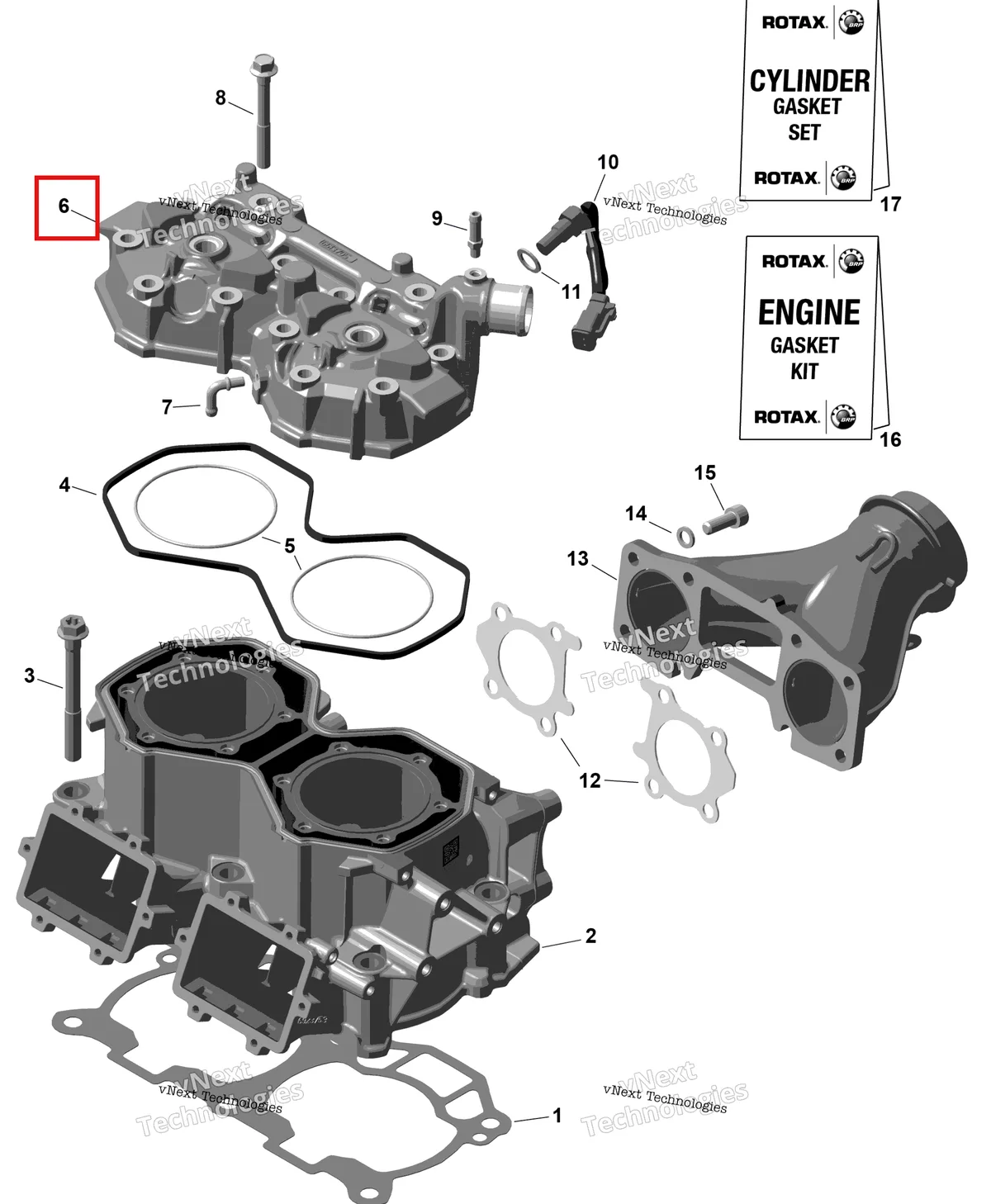 Деталь 420613705 на схеме узла 2026 Ski-Doo SKANDIC - LE - 600 EFI - ATTB - Deep Black - 20X154X1.5CST Track Rotax - Cylinder Head