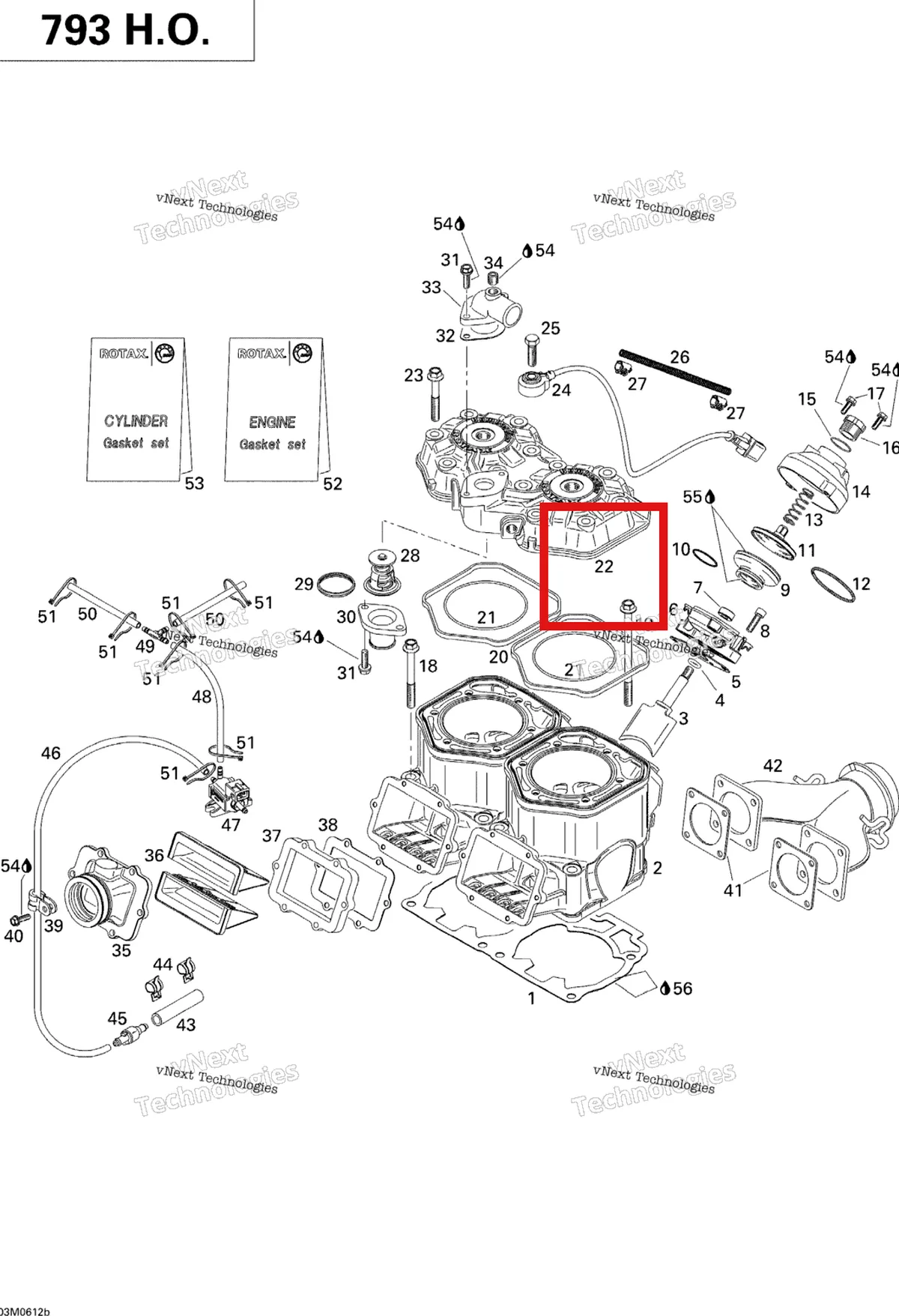 Деталь 420613922 на схеме узла 2006 Ski-Doo Summit 800 HO, Adrenaline & X Cylinder, Exhaust Manifold And Reed Valve 793Ho