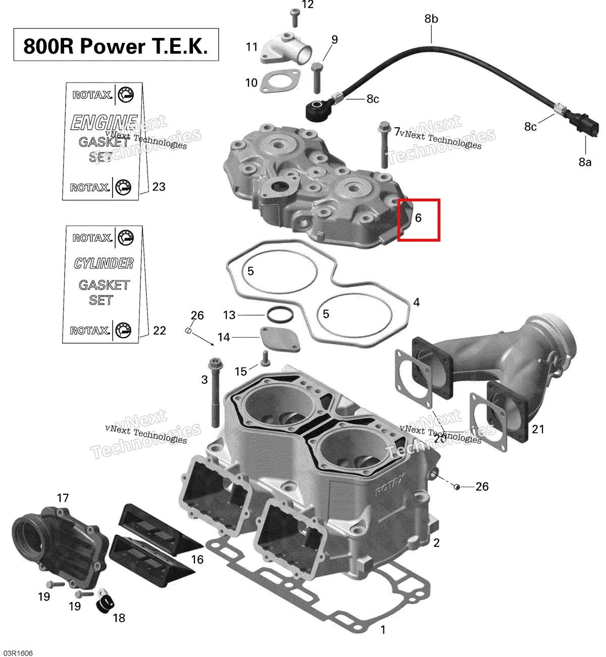 Деталь 420613925 (Цилиндр) на схеме узла 2016 Ski-Doo SUMMIT 800R P-TEK Cylinder And Cylinder Head - 800R Ptek