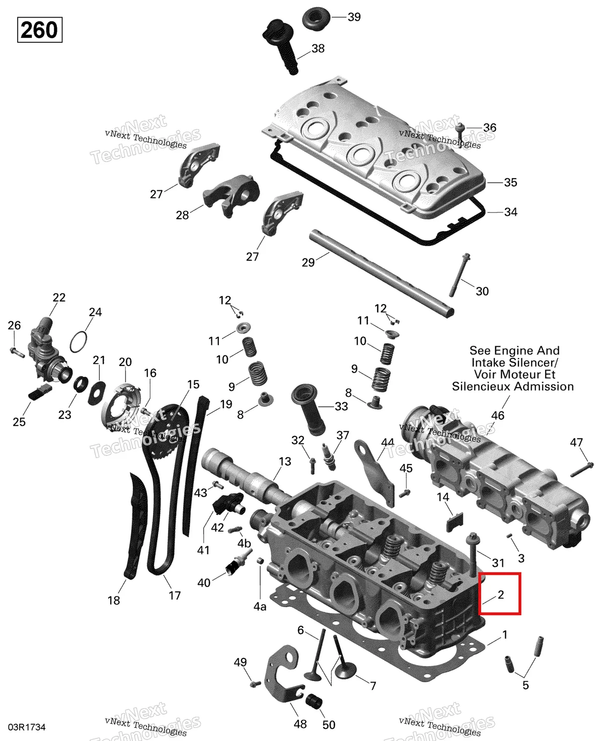 Деталь 420613978 на схеме узла 2017 Sea-Doo RXT Cylinder Head - 260